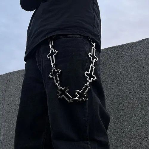 Jewelry Silver Cross & Link Metal Chains, Men's Accessory Chains Size ONE SIZE - 1 Thumbnail