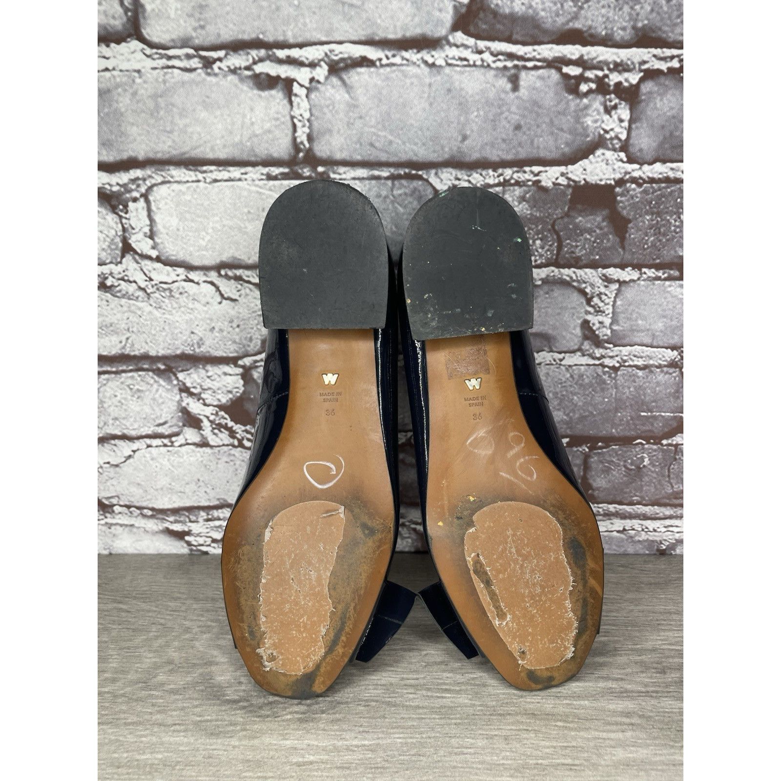 Whistles Whistles Navy Blue Patent Buckle Strap Pumps Block Heels Wo Size US 5.5 / IT 35.5 - 8 Thumbnail