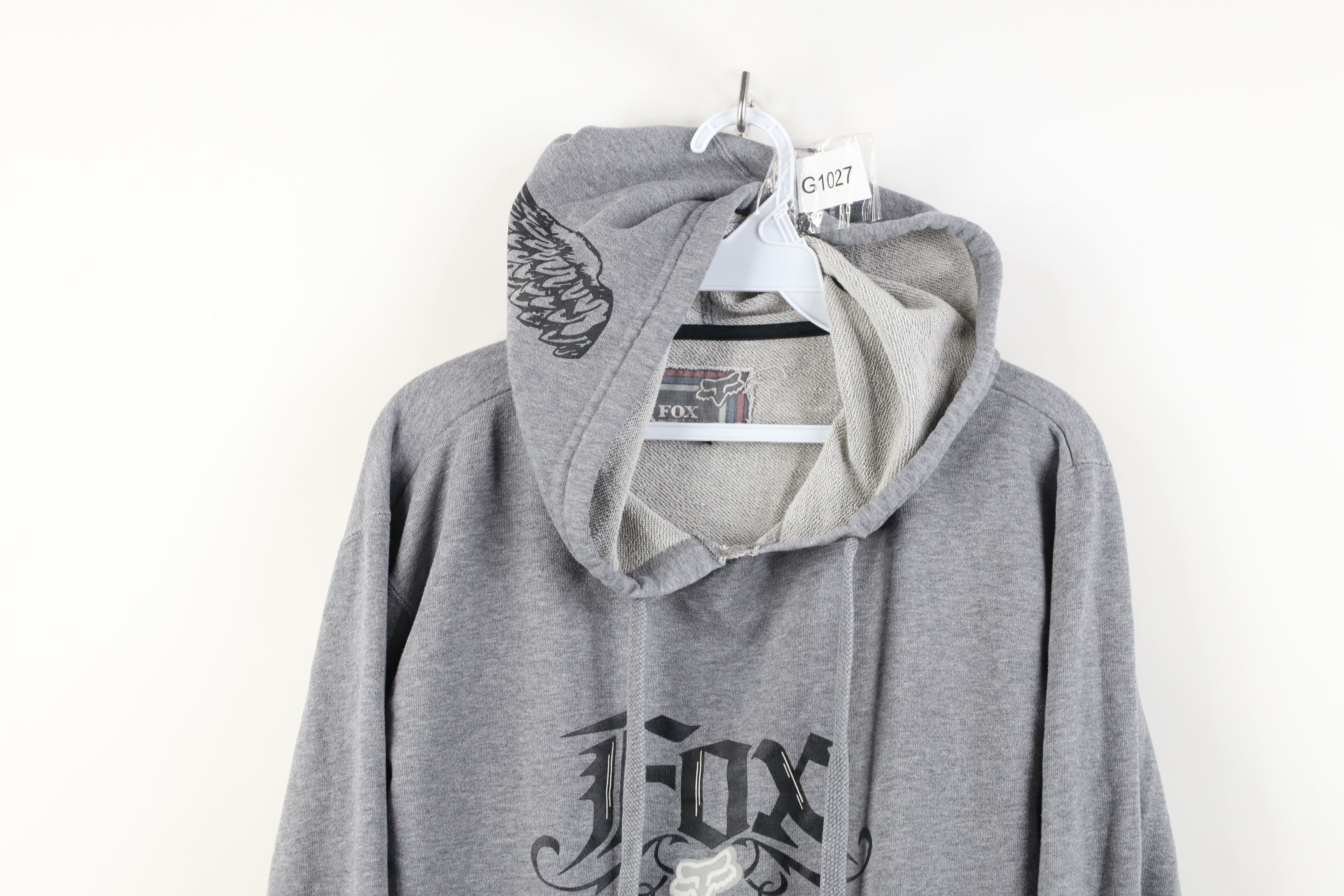 Fox Racing Vintage Y2K Fox Racing Wings Tribal Cropped Hoodie Gray Size S / US 4 / IT 40 - 2 Thumbnail
