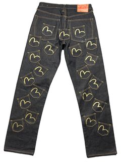 EVISU Womens Jeans 28 x 32 Vintage Y2K Graphic Logo SELVEDGE Denim