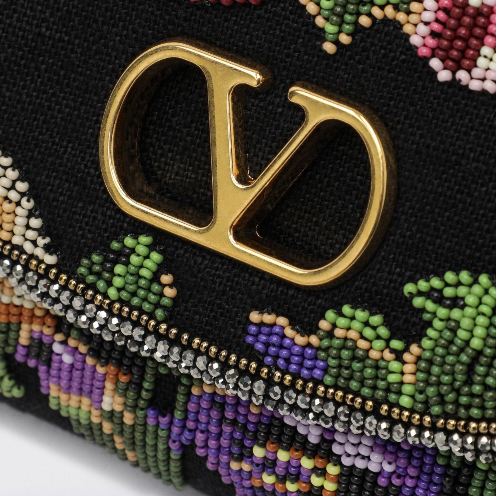 Valentino VALENTINO GARAVANI Devain Small Black Floral Beaded Shoulder Size ONE SIZE - 5 Thumbnail