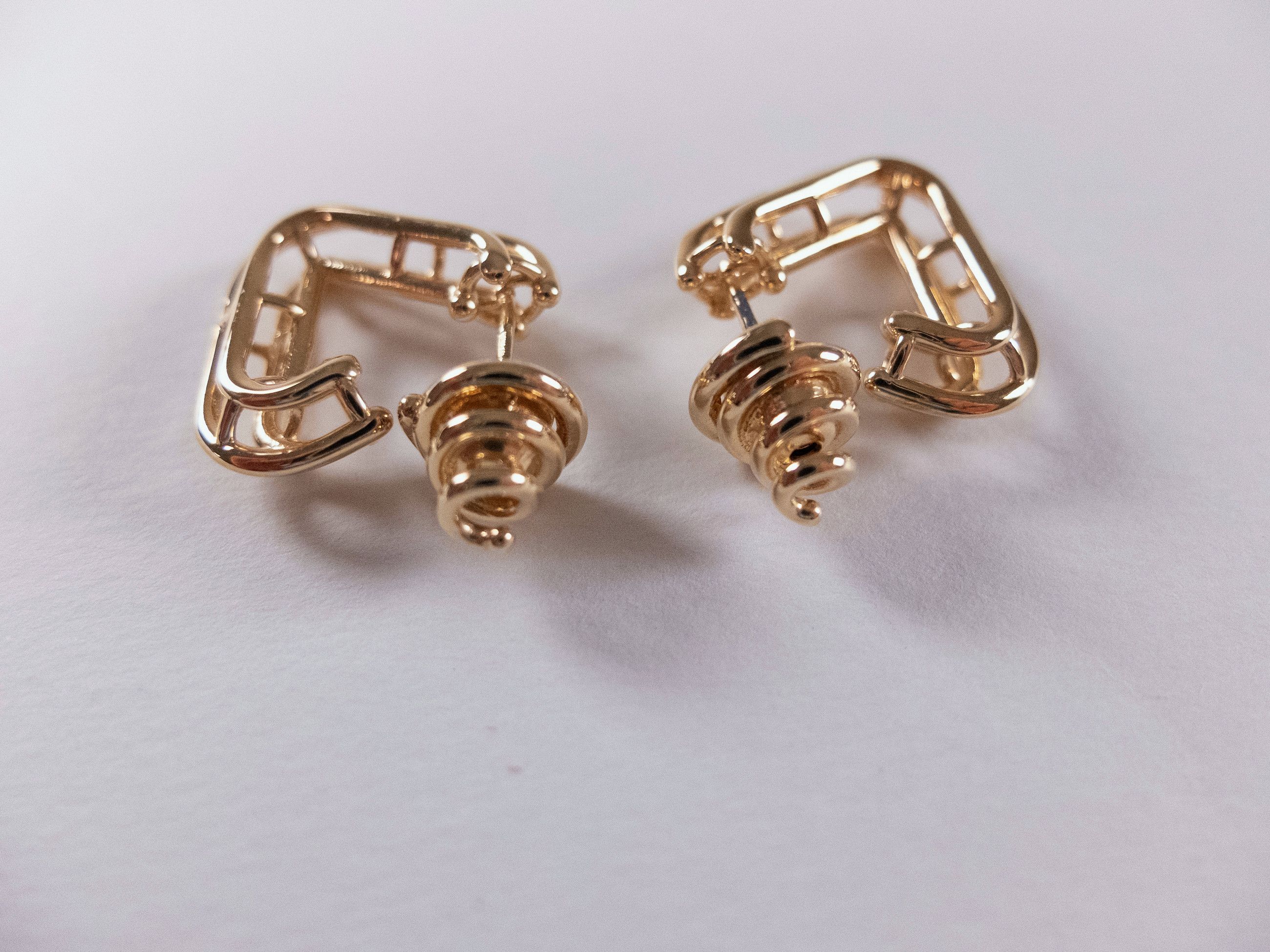Bottega Veneta BOTTEGA VENETA Outline gold plated silver hoop earrings q Size ONE SIZE - 4 Thumbnail