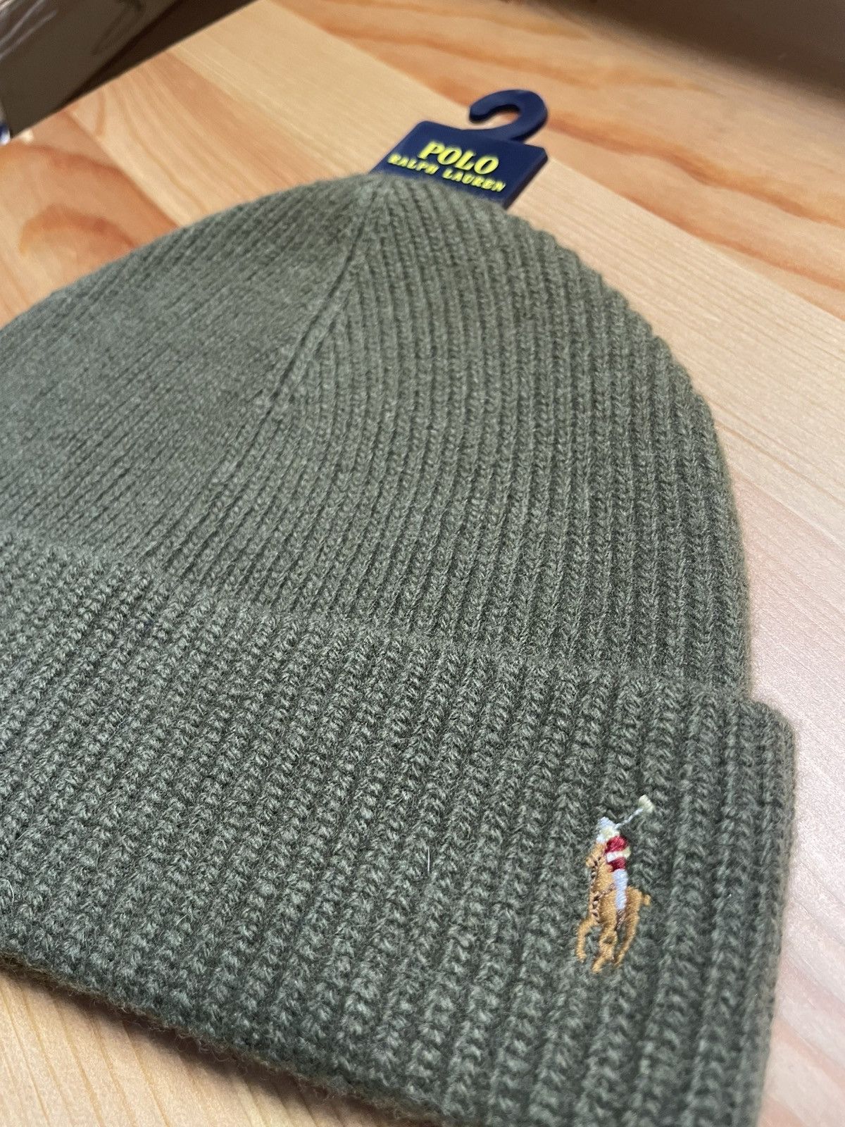 Polo Ralph Lauren Polo Ralph Lauren Beanie Olive Green Hat RL Knit Wool NWT Size ONE SIZE - 2 Thumbnail