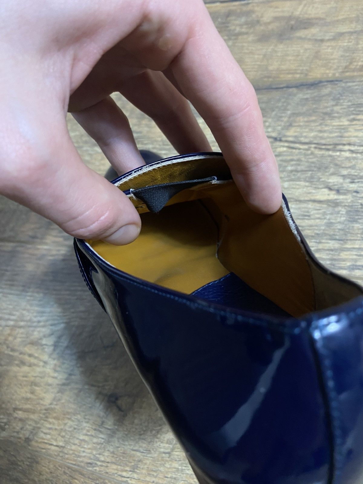 Japanese Brand chausser Loafers Patent Leather Navy Blue Made in Japan Size US 8 / IT 38 - 10 Thumbnail