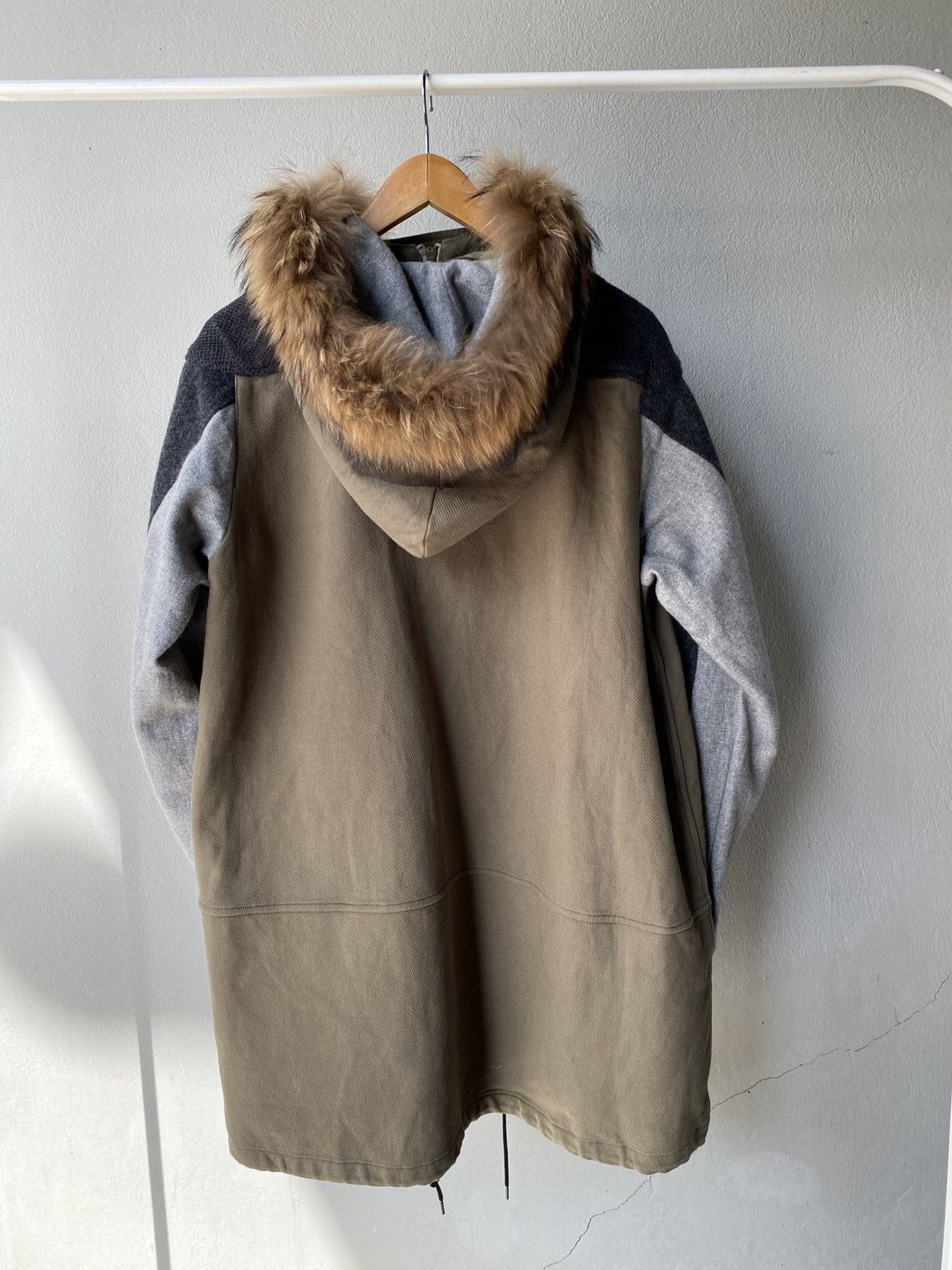 Tsumori Chisato TSUMORI CHISATO Khaki & Knit Fur Hood Coat Size US M / EU 48-50 / 2 - 2 Thumbnail