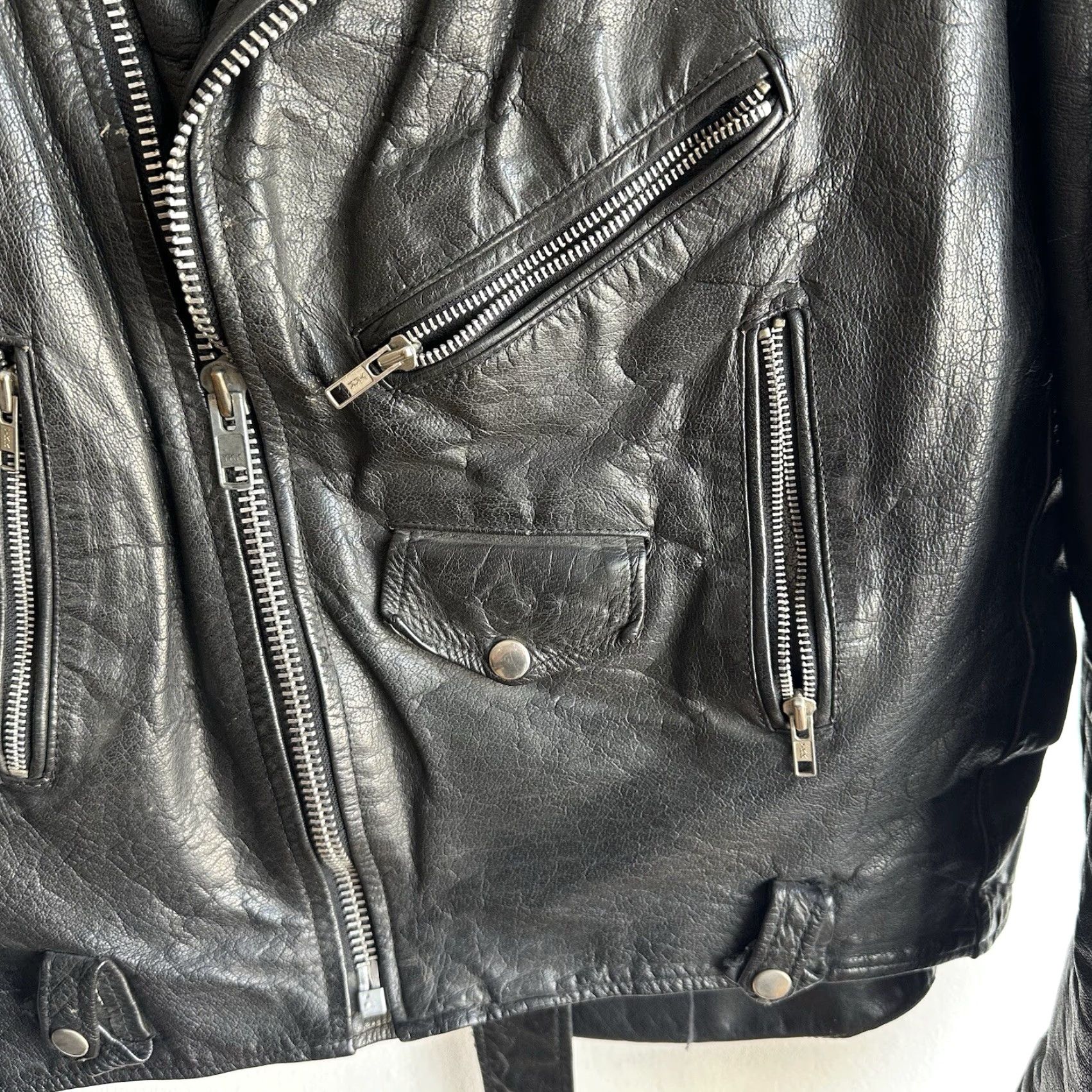 Vintage VINTAGE Motorcycle Leather Jacket XL Leather Belt 1960s X-Large Mens Womens? Size US XL / EU 56 / 4 - 3 Thumbnail