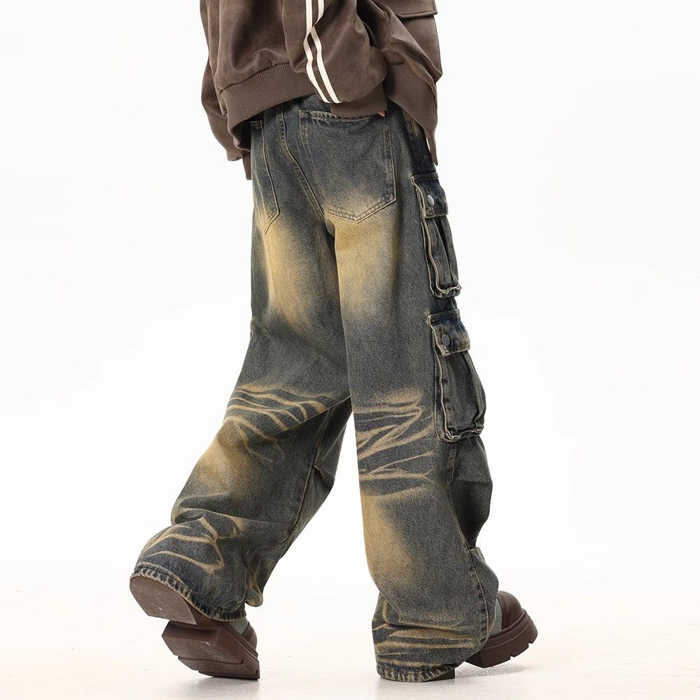 Japanese Brand × Jean Men's washed distressed multi-pocket cargo jeans Size US 32 / EU 48 - 5 Thumbnail