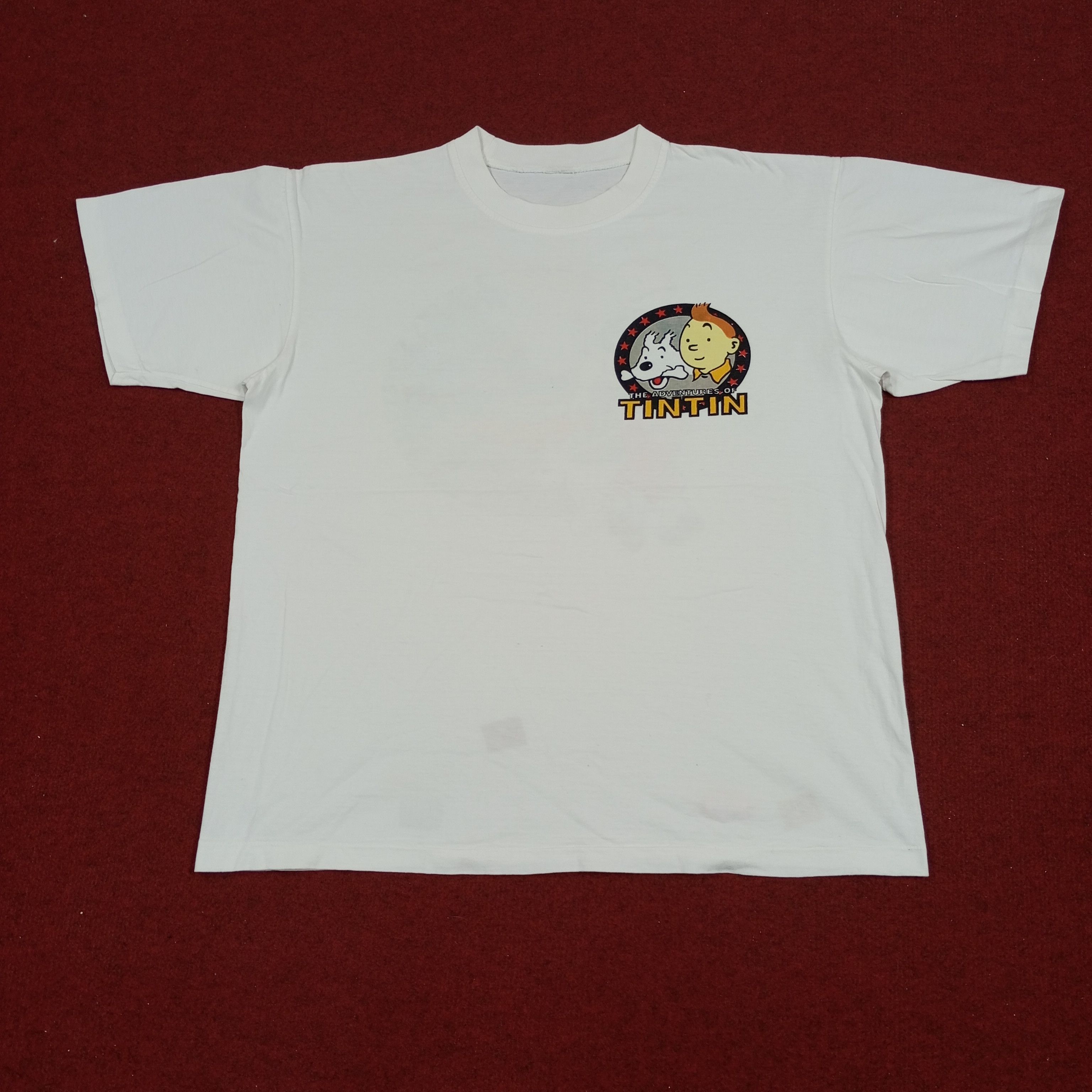 Vintage The Adventures Of Tintin Cartoon Backprint Design Tshirt Size US L / EU 52-54 / 3 - 3 Thumbnail
