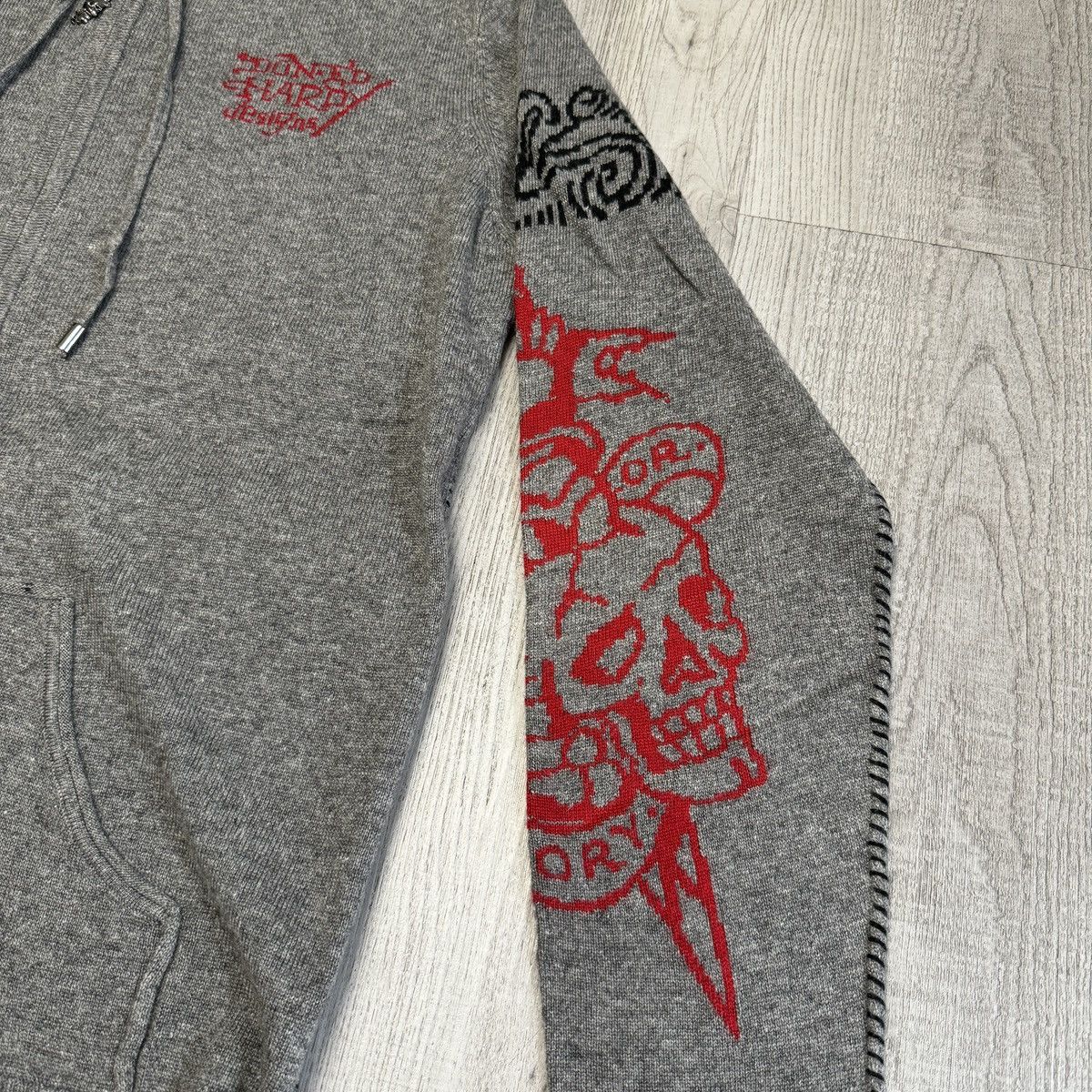 Ed Hardy Ed Hardy Tiger Hooded Wool Blend Zip Knit Sweater Cardigan Size US L / EU 52-54 / 3 - 5 Thumbnail