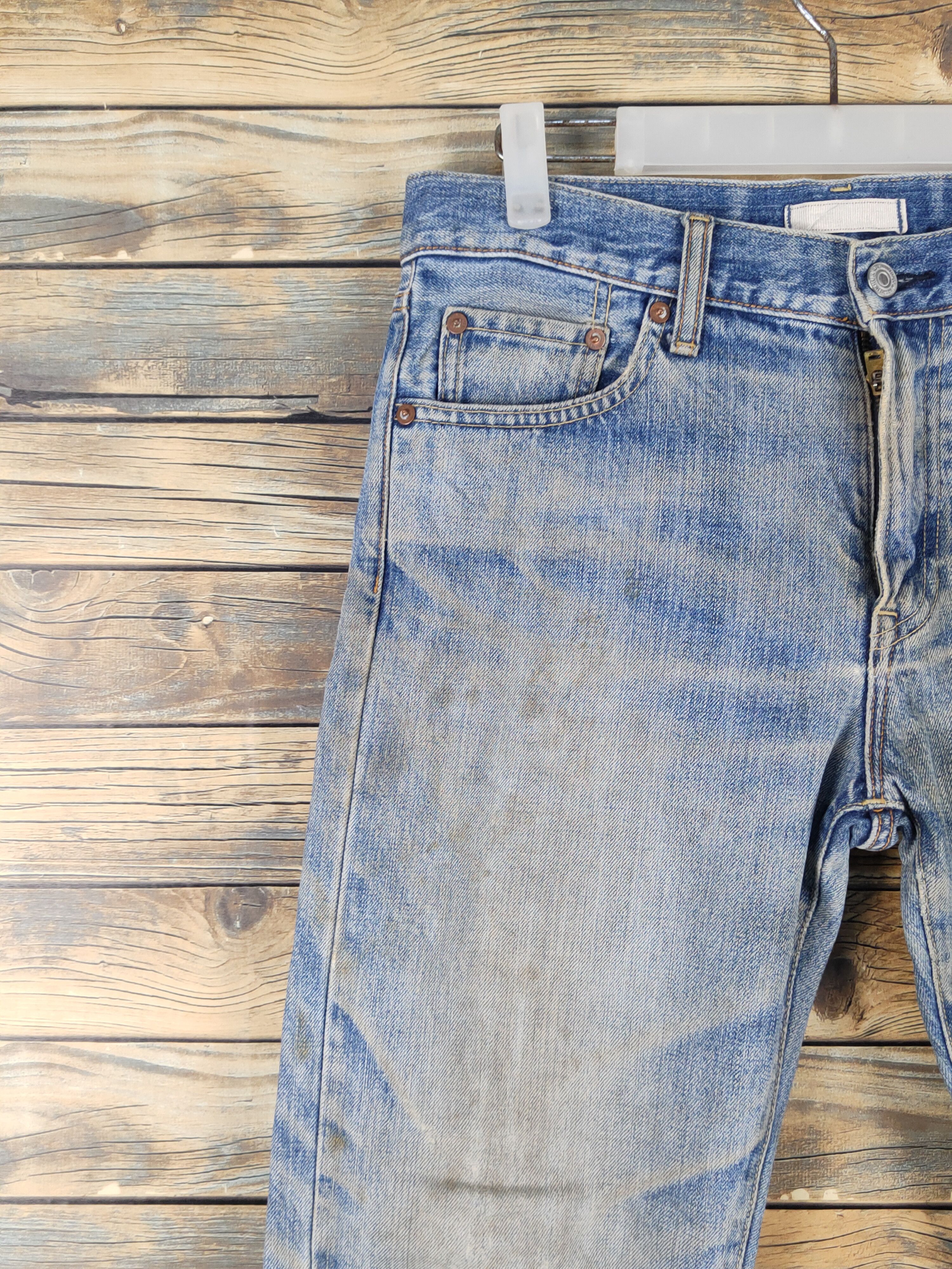Japanese Brand Uniqlo Blue Distressed Ripped denim Jeans #W1710 Size US 30 / EU 46 - 3 Thumbnail