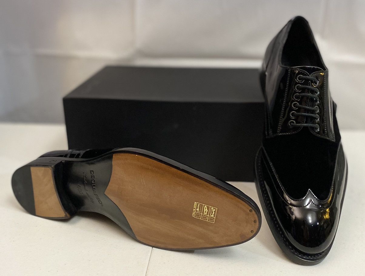 Dsquared2 Dsquared2 🇮🇹 Black Patent/Velvet Handmade Derby 7.5 NEW Size US 7.5 / EU 40-41 - 17 Thumbnail