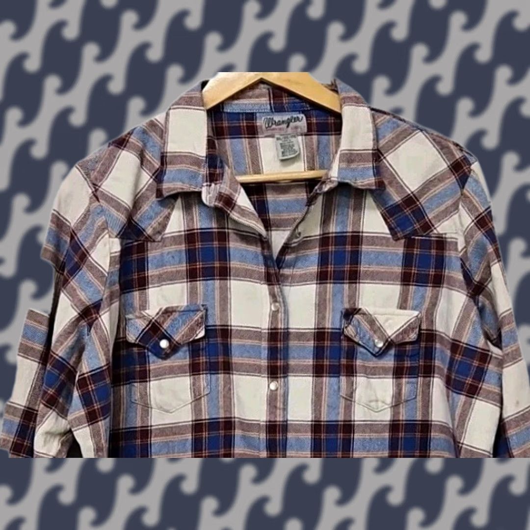 Wrangler Wrangler Shirt Western Plaid 3XL Blue Red 100% Cotton Long Sleeve Button-Down Snap Up Mens Big & Tall Size US XXL / EU 58 / 5 - 1 Thumbnail