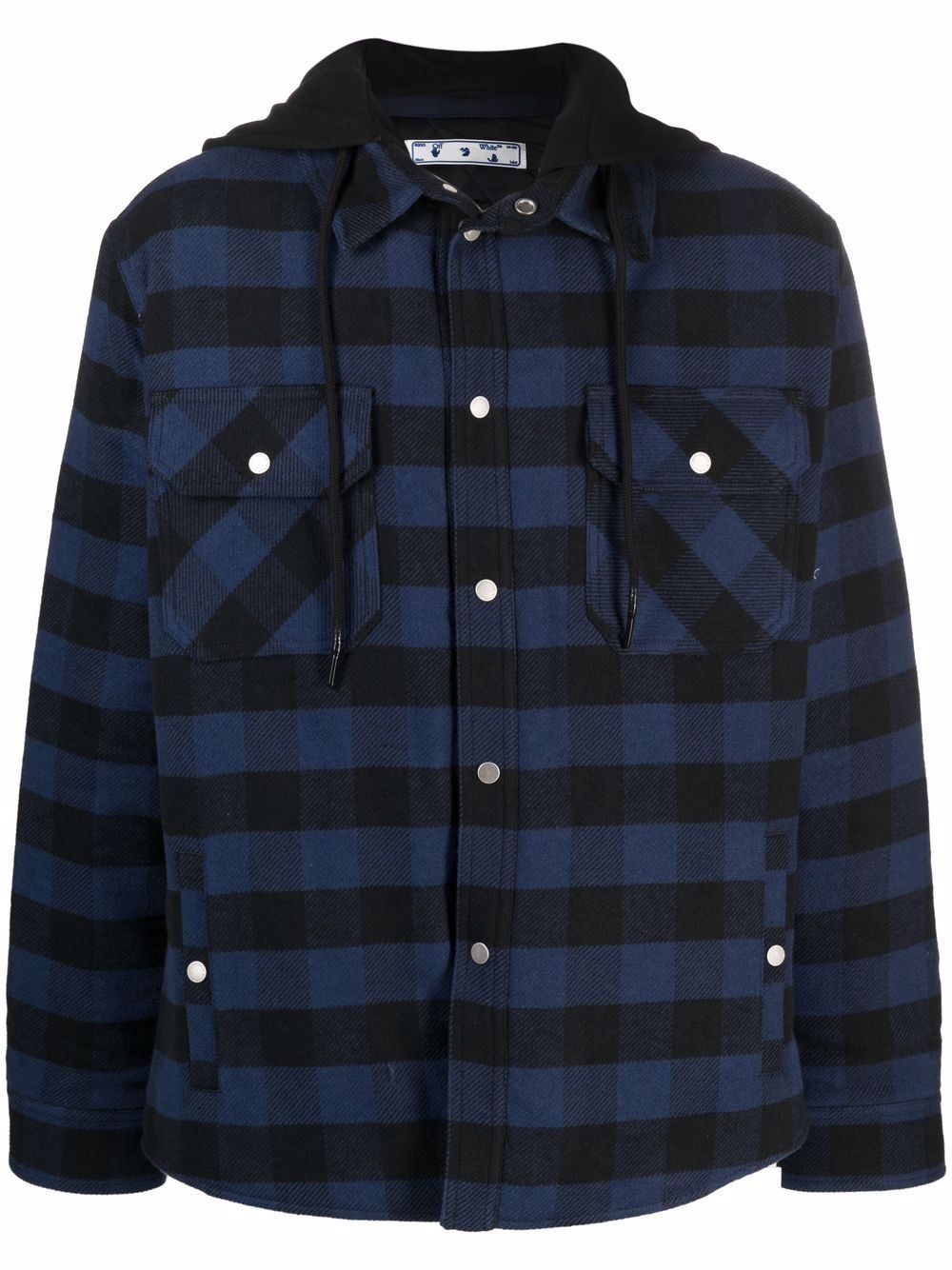 Off-White o1gr1nt0125 Arrow Padded Flannel Shirt in Black Blue Size US S / EU 44-46 / 1 - 1 Thumbnail