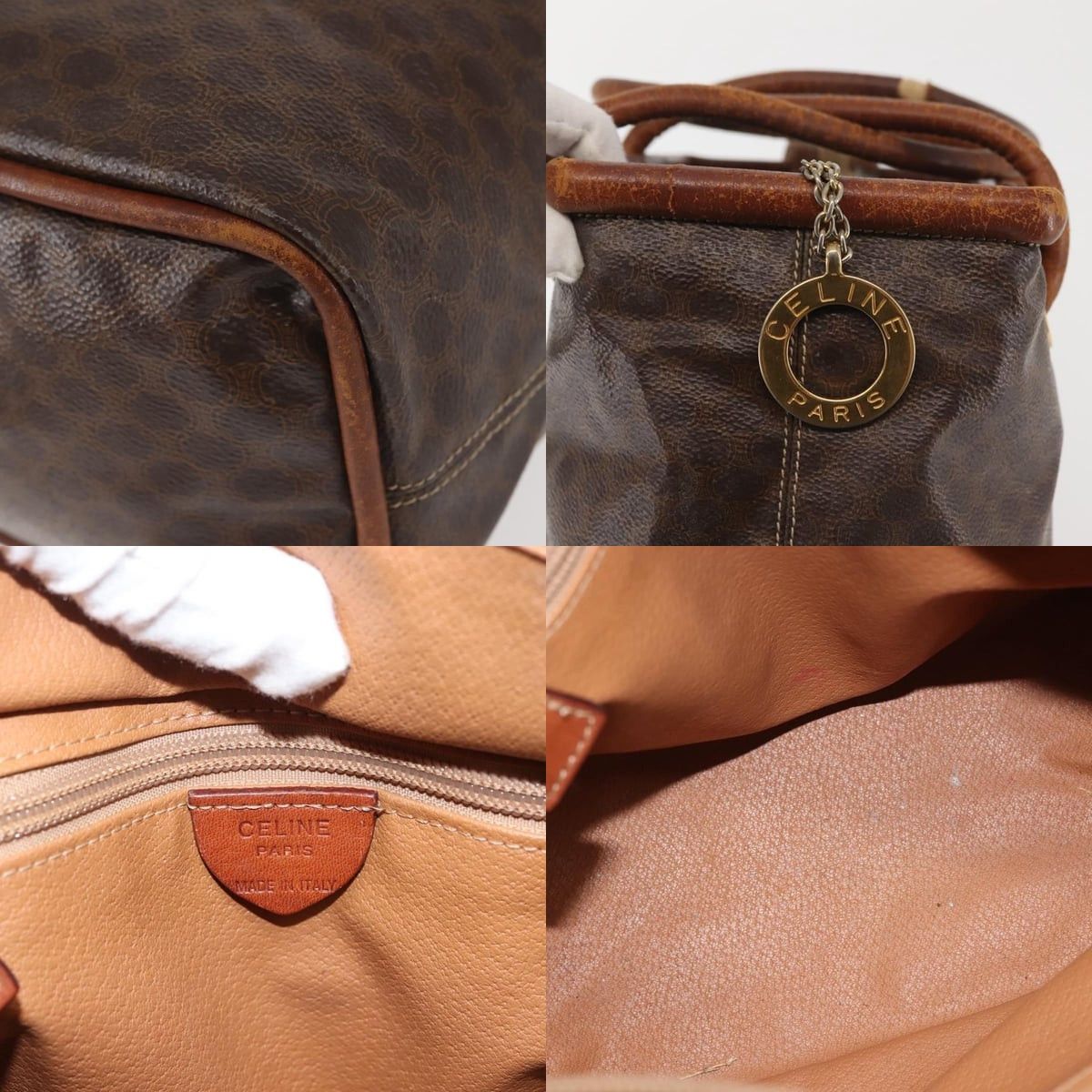 Celine CELINE Macadam Canvas Hand Bag Pvc Leather Brown Gold Size ONE SIZE - 11 Thumbnail