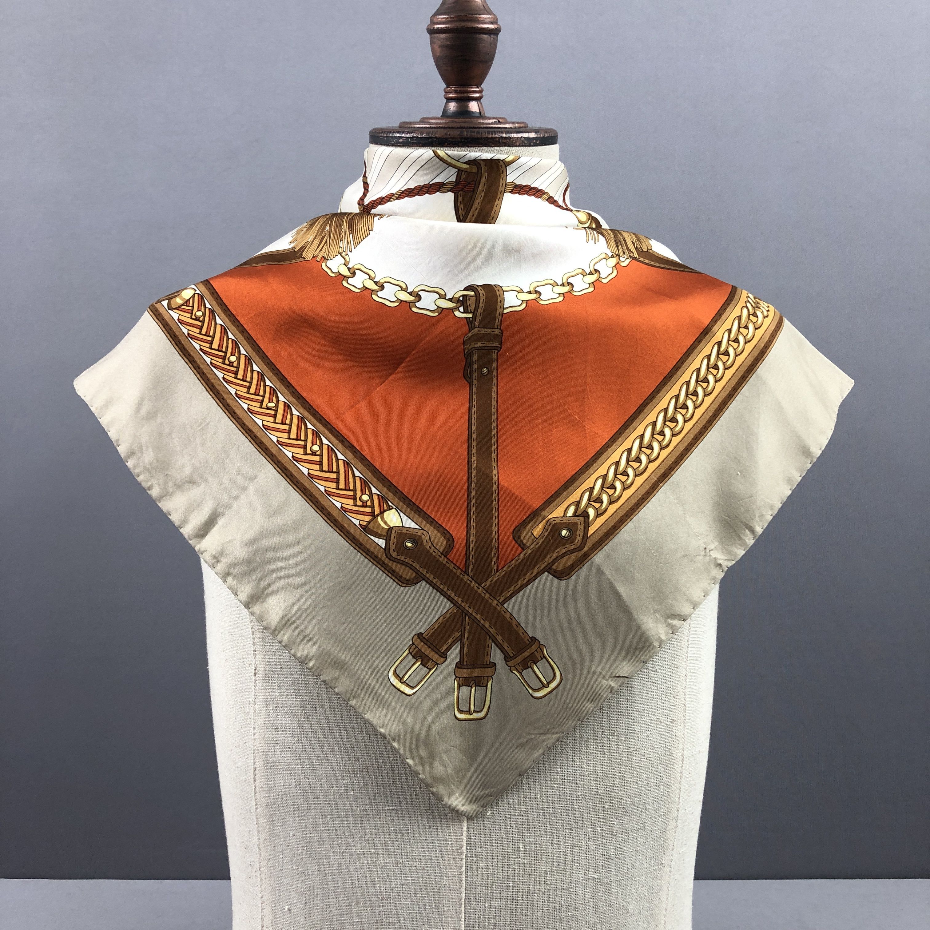 Japanese Brand Vintage Chain Bracelet SILK Scarf Twill Stole Wraps Scarves Size ONE SIZE - 2 Thumbnail