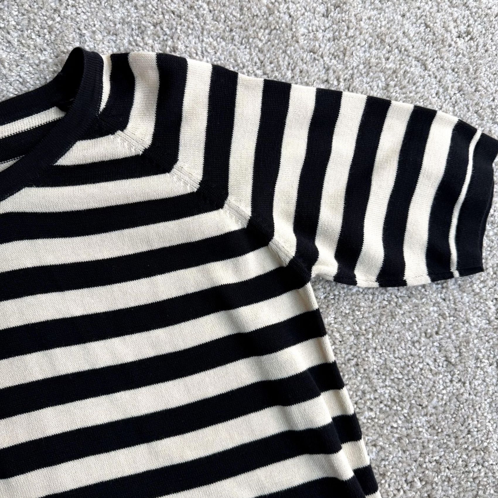 Vintage VINTAGE Bianca Nygard Shirt Womens S Black Beige Striped Raglan Boat Neck Shirt Size S / US 4 / IT 40 - 2 Thumbnail