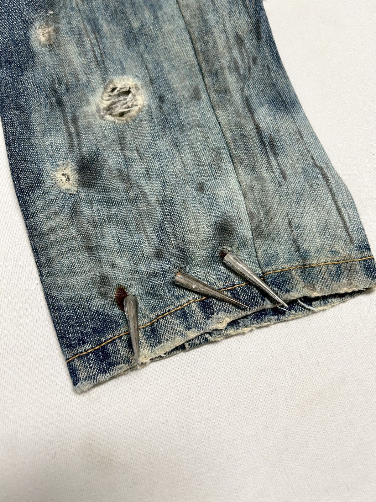 Jean Paul Gaultier 2000s Studded Distressed Denim Size US 31 - 4 Thumbnail