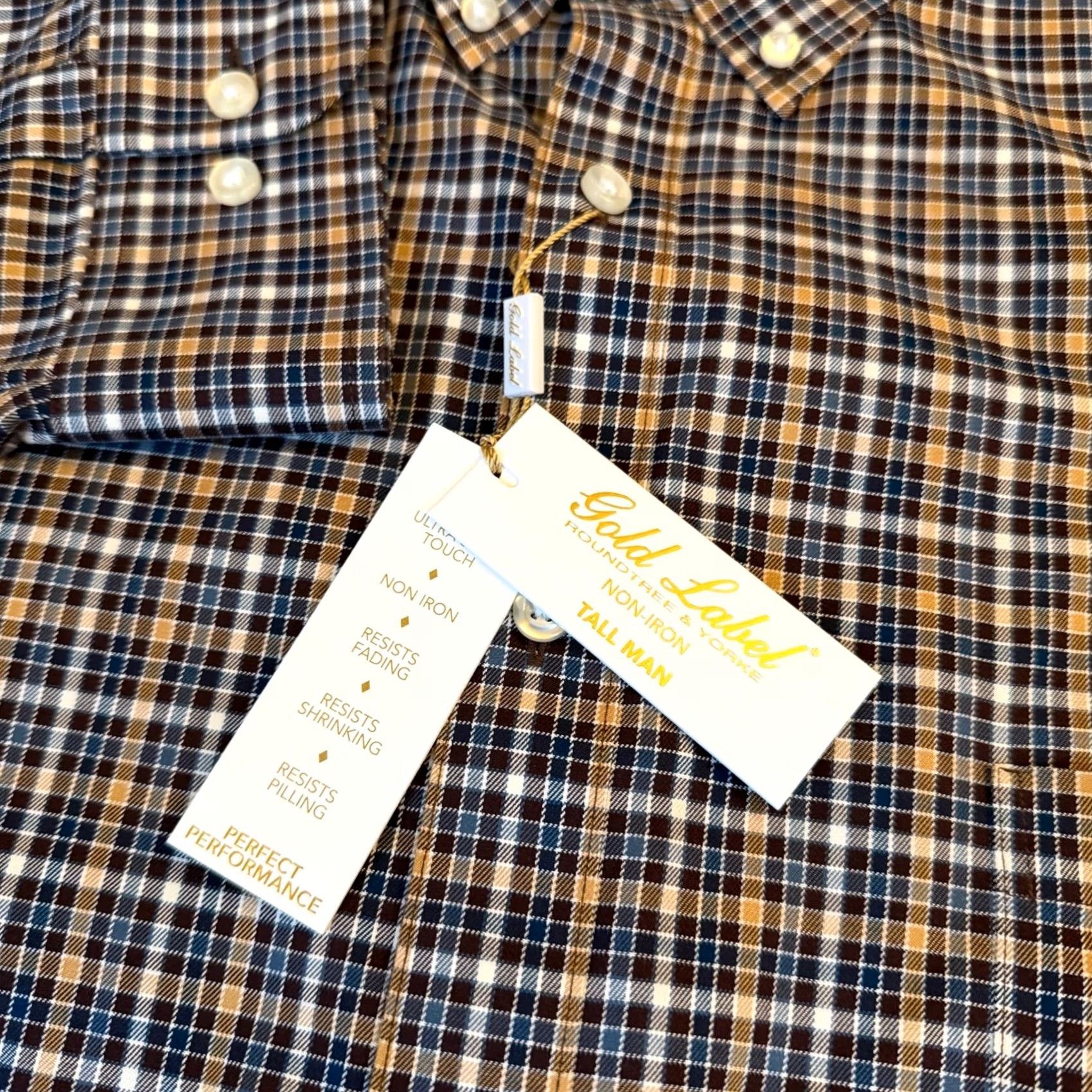 Roundtree & Yorke VINTAGE Roundtree & Yorke Gold Label Mens 4XT Tall Plaid Non-Iron Button Down Shirt NWT Size US XXL / EU 58 / 5 - 4 Thumbnail