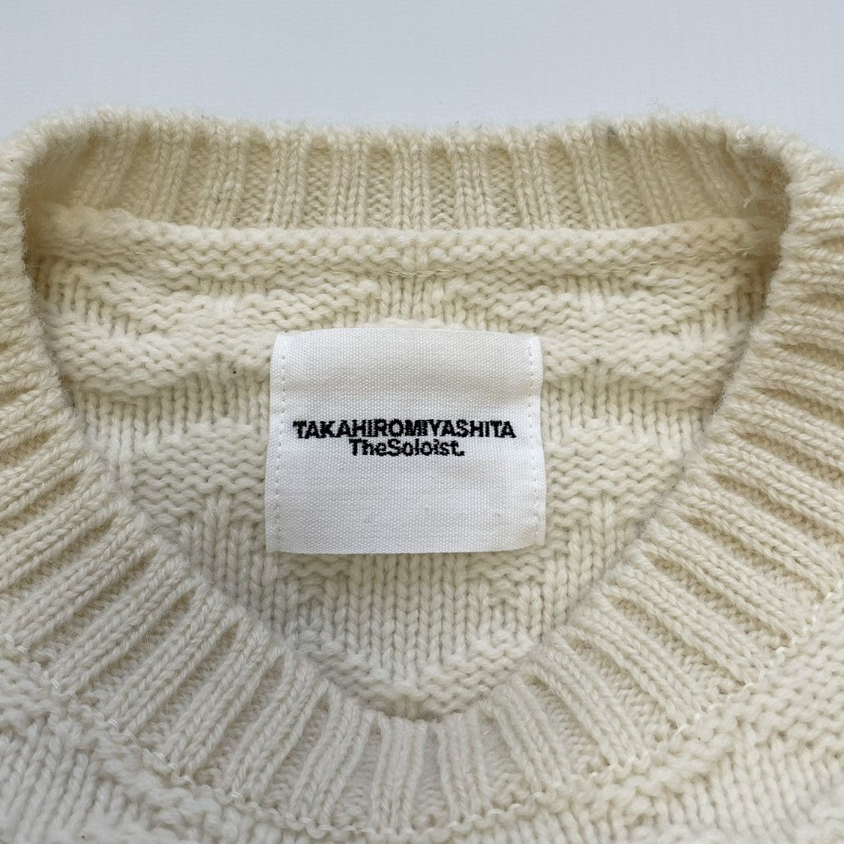 Takahiromiyashita The Soloist. Patterned Cream Wool Sweater Size US M / EU 48-50 / 2 - 5 Thumbnail