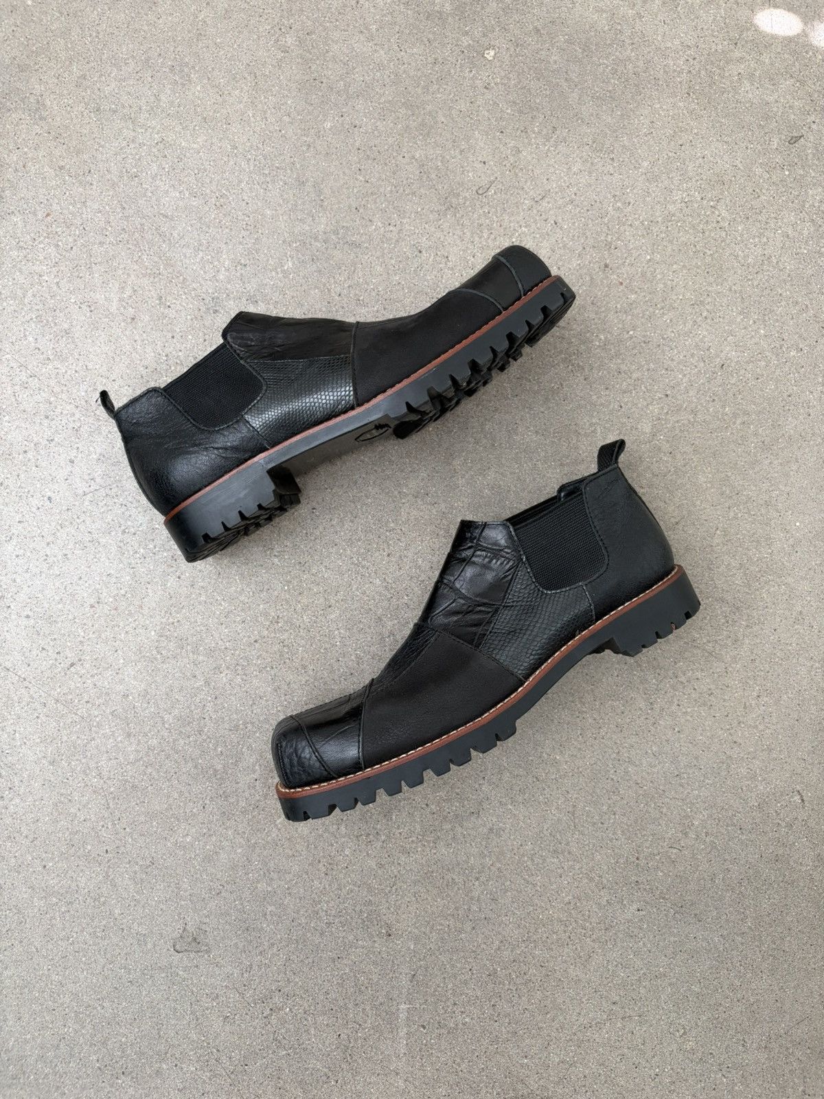 leather patchwork low boot