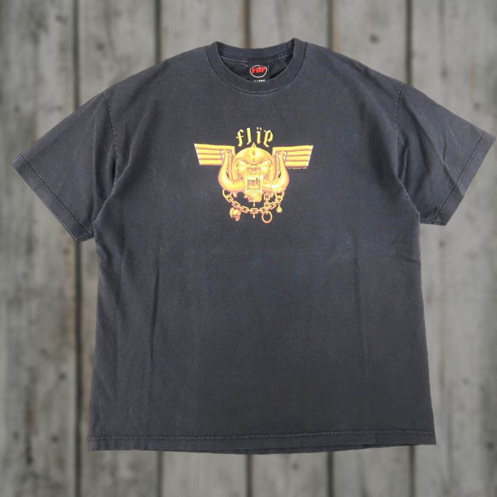 VINTAGE Flip Skateboard Band Motorhead Logo T-Shirt XL Men Black 90s Music Retro
