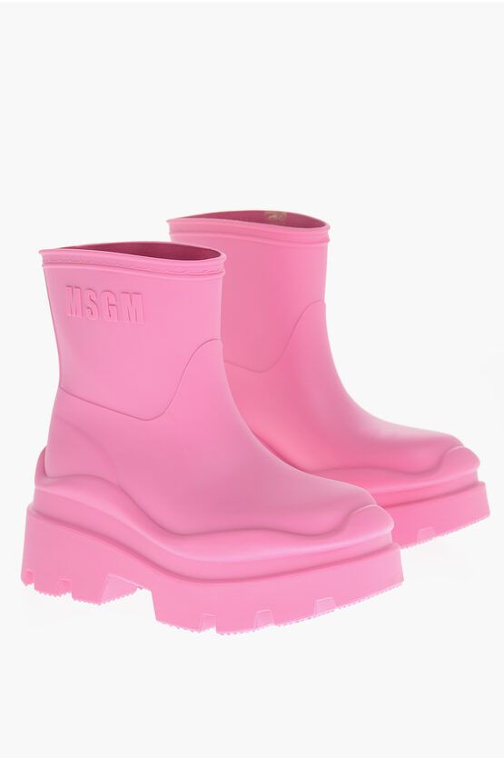 MSGM og1mm0724 Carrion Sole Rubber Boots in Pink Size US 6 / IT 36 - 2 Thumbnail