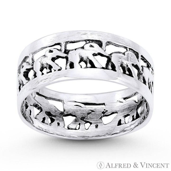 Other Elephant Herd Charm Eternity Band in .925 Sterling Silver Size ONE SIZE - 1 Preview