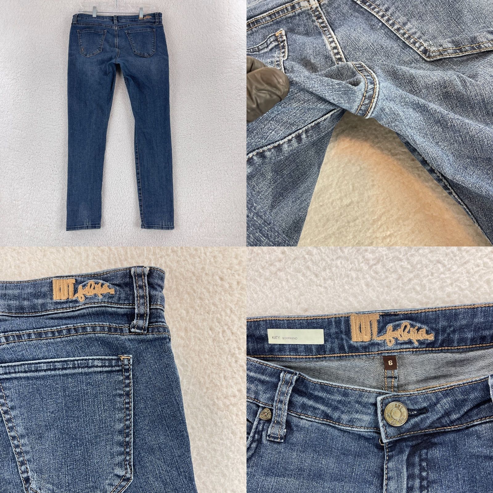 Vintage KUT from the Kloth Katy Boyfriend Jeans Womens Size 6 Blue Denim Mid-Rise Casual Jeans Size 28" / US 6 / IT 42 - 9 Thumbnail