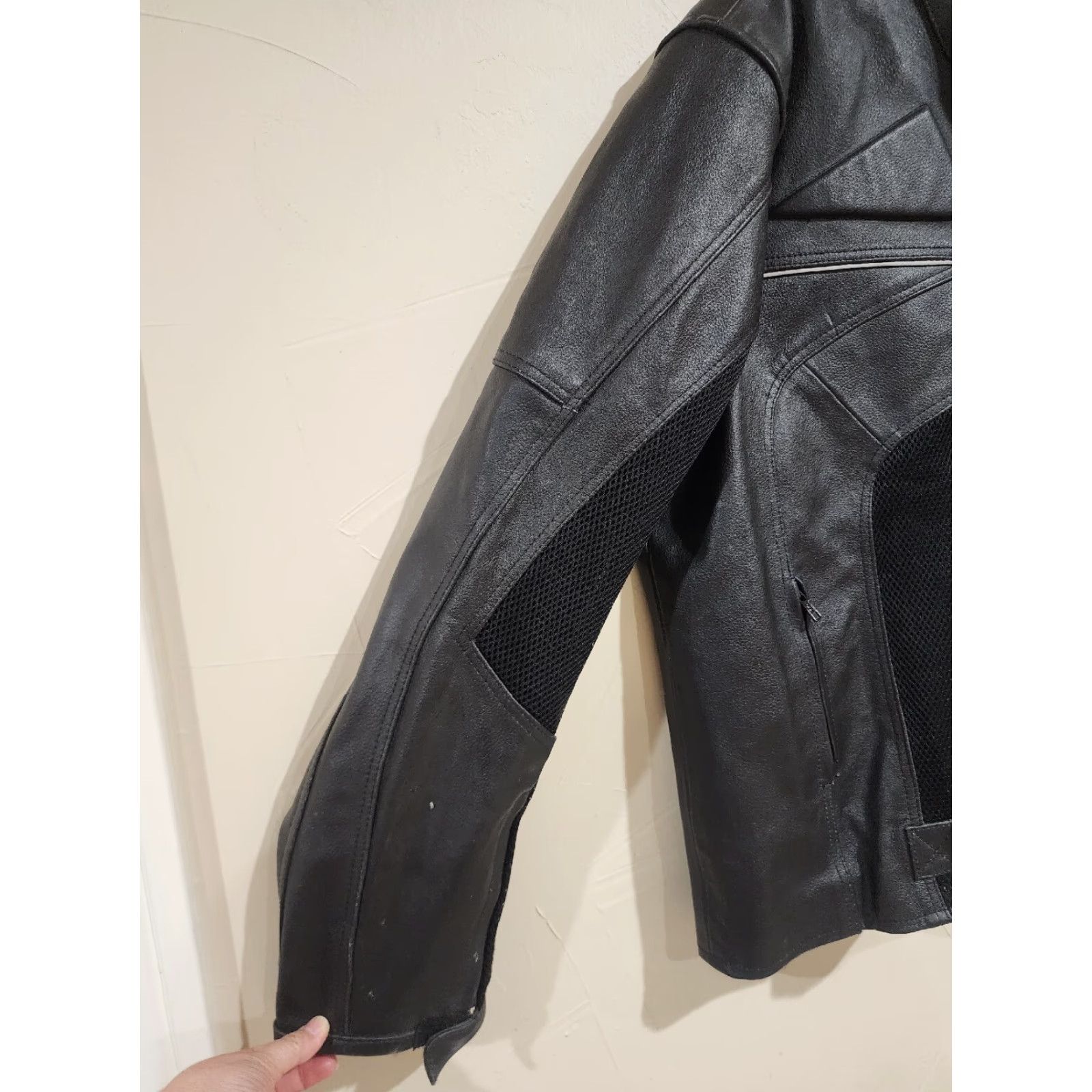 Vintage Echtes Leder Futter Jacket Black Leather Motorcycle Built In Pads Biker Size US M / EU 48-50 / 2 - 2 Thumbnail