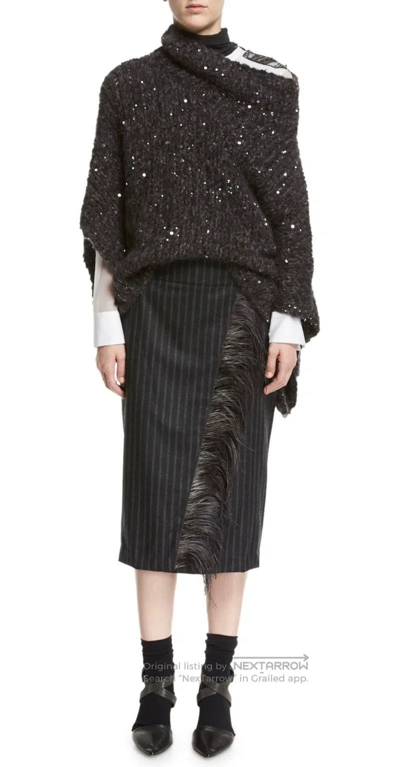 Brunello Cucinelli Ostrich Feather Beaded Half Skirt