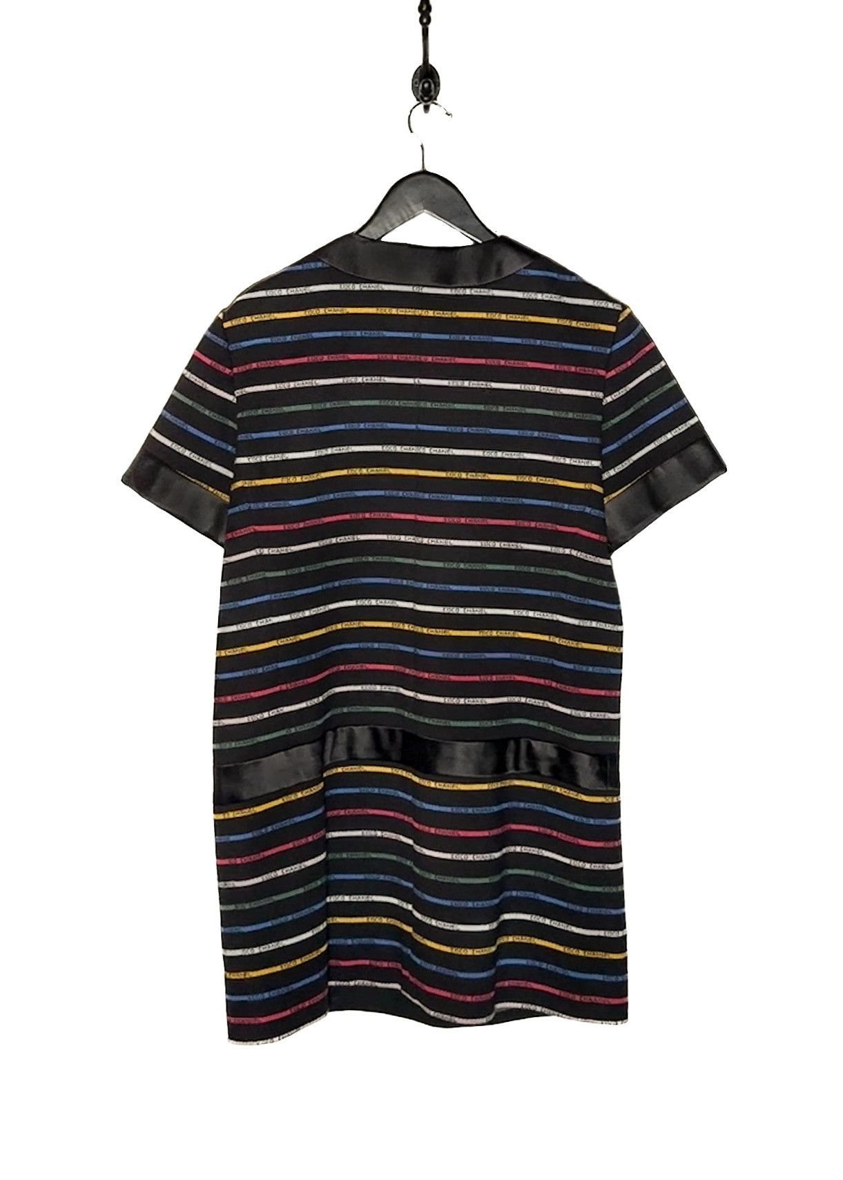 Chanel Chanel SS22 Runway Multicolour Striped Logo Black Mini Dress Size XXL / US 16-18 / IT 52-54 - 3 Thumbnail
