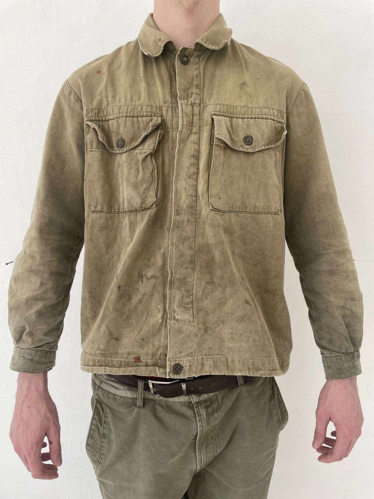 Vintage 50s Vintage Military Eastern Bloc Overshirt Jacket Workwear Size US M / EU 48-50 / 2 - 1 Thumbnail