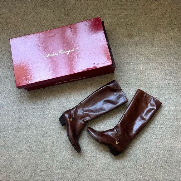 Salvatore Ferragamo Salvatore Ferragamo Brown Heeled Boots Riding Size US 5.5 / IT 35.5 - 1 Thumbnail