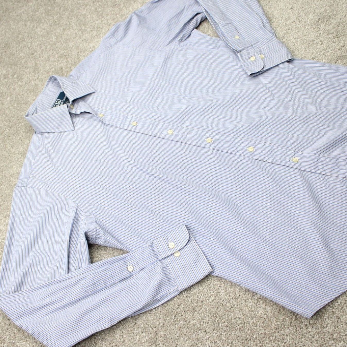 Polo Ralph Lauren Polo Ralph Lauren Dress Shirt Mens 15 1/2 34/35 Blue Curham Cotton L/S Button-Down Shirt Size 42R - 7 Thumbnail