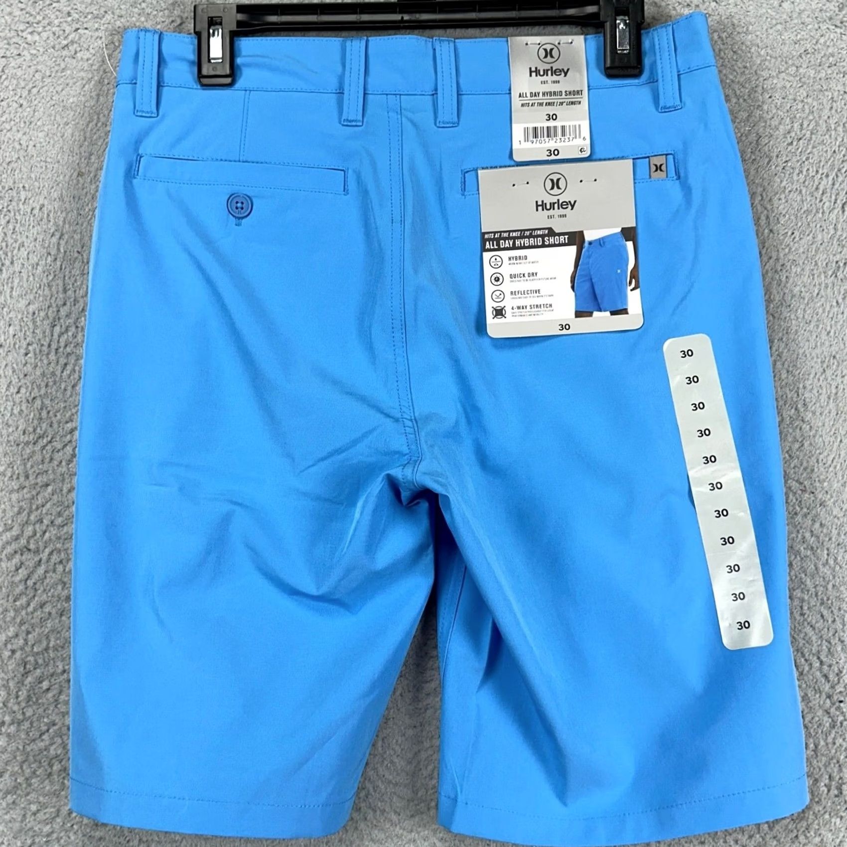 Hurley Hurley Men All Day Hybrid Shorts 30 Blue Flat Front Performance Stretch Golf NEW Size US 30 / EU 46 - 2 Thumbnail
