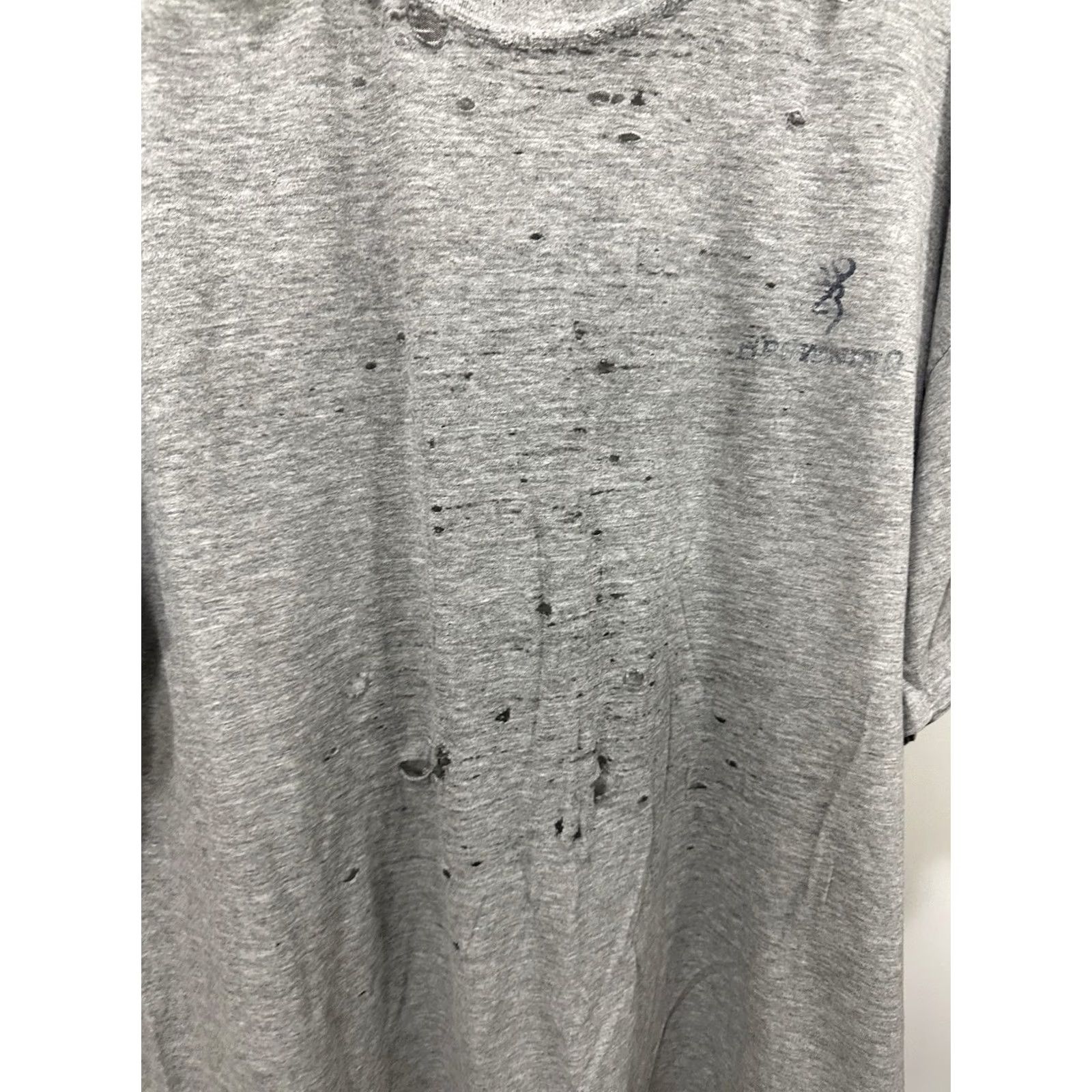 Vintage VTG Browning Work T-Shirt 2XL Gray Mens Short Sleeve Distressed Grunge Hole Worn Casual Shirt Size US XXL / EU 58 / 5 - 7 Thumbnail