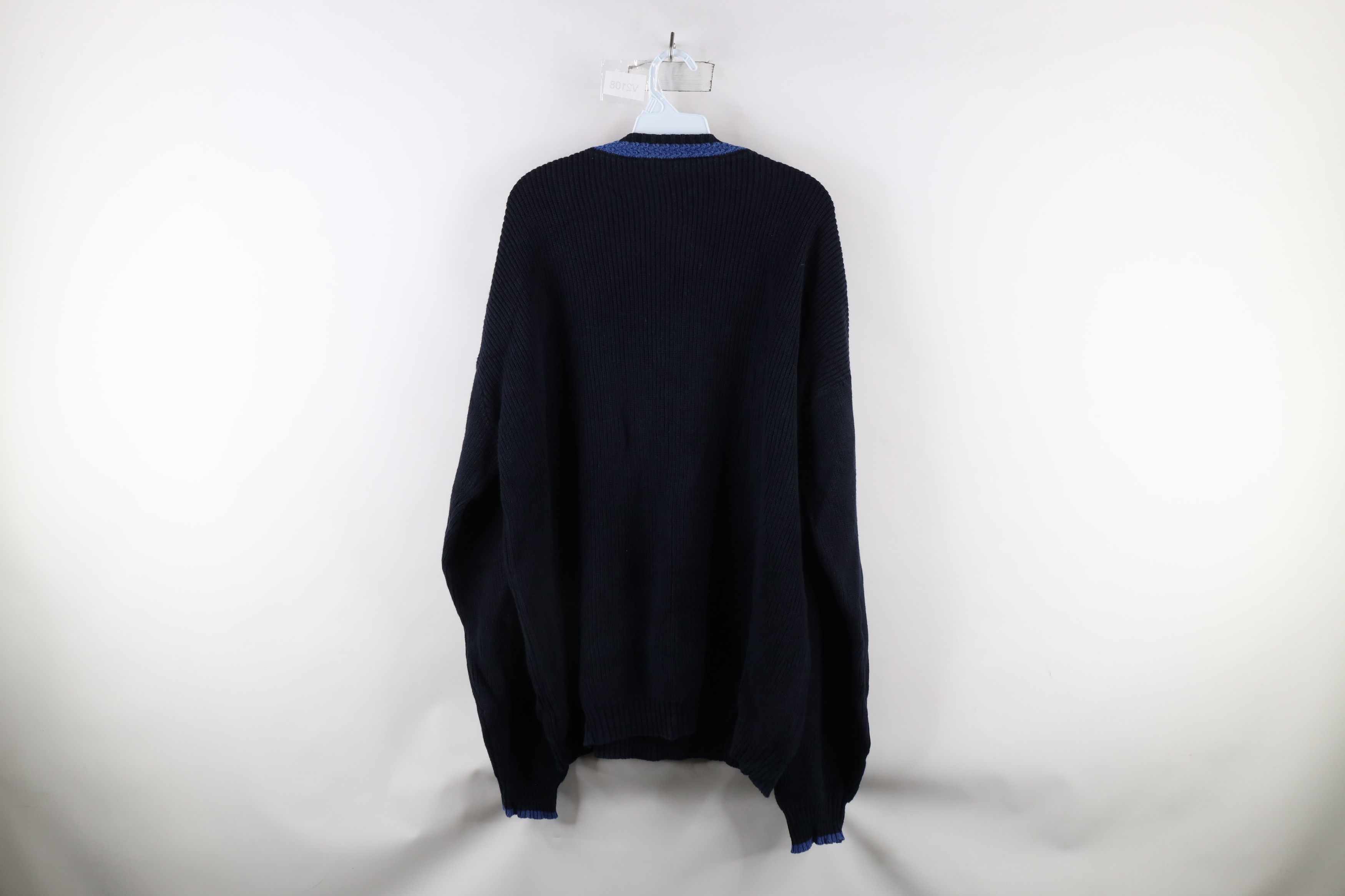 Vintage Vintage 90s Streetwear Chunky Ribbed Knit V-Neck Sweater Size US XXL / EU 58 / 5 - 6 Thumbnail