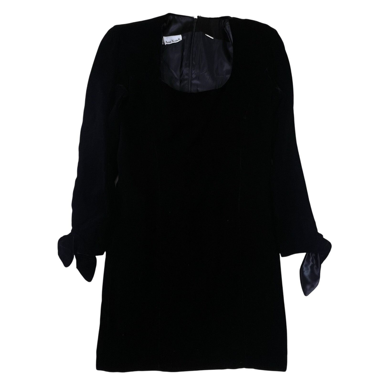 Anne Klein 1980s Velvet Little Black Dress 10 – Vintage Anne Klein II Size L / US 10 / IT 46 - 3 Thumbnail