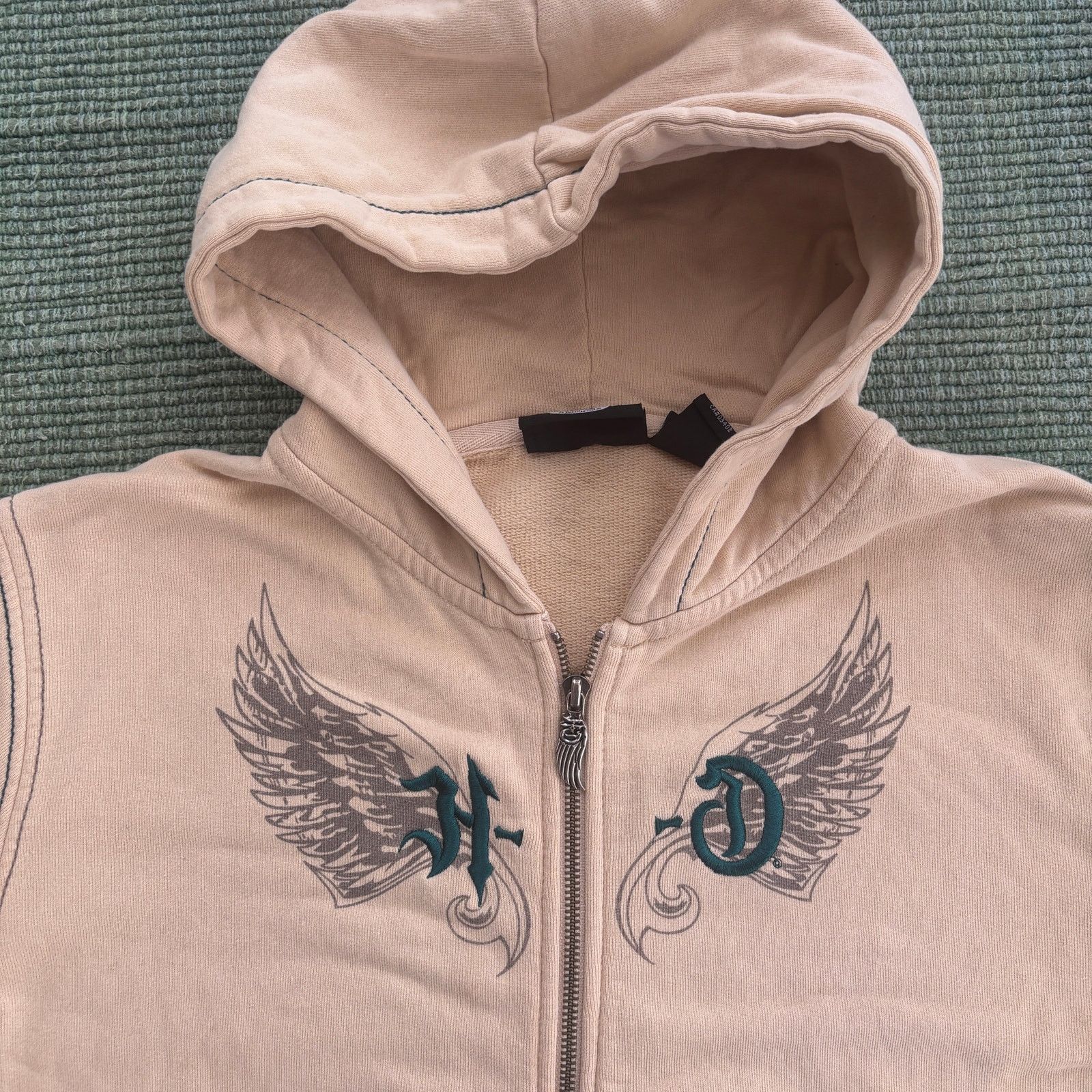 Harley Davidson × Vintage Vintage Y2K Harley Davidson Femme Cream Cotton Zip Hoodie XL Size XL / US 12-14 / IT 48-50 - 1 Thumbnail