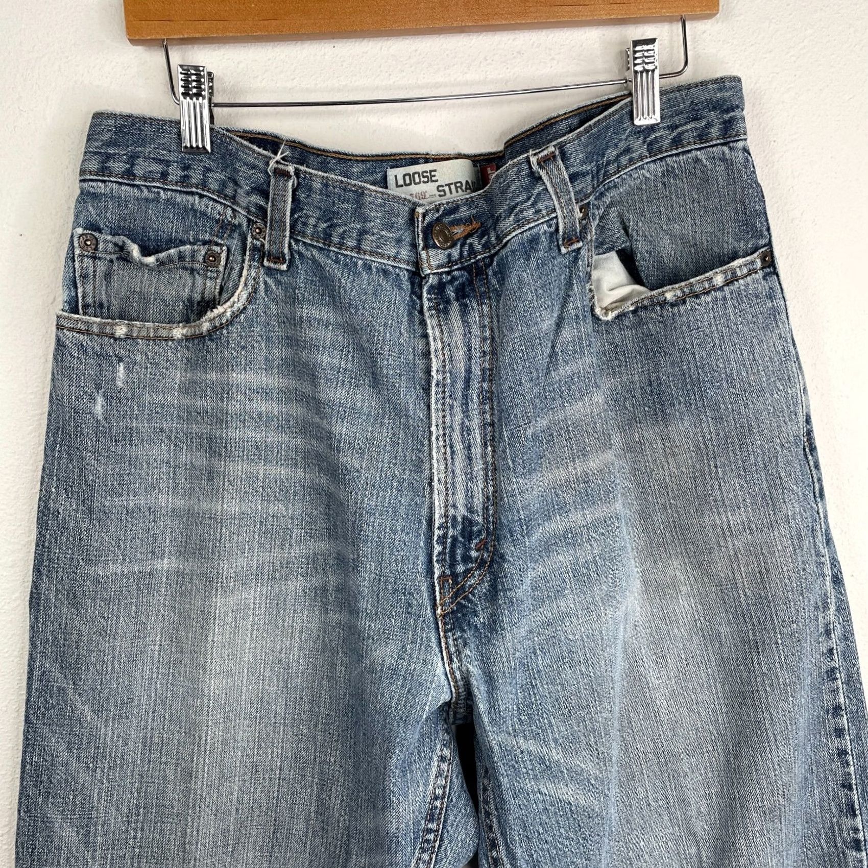 Levi's VINTAGE Levi's 569 Jeans Men Blue Straight Loose Denim 36x30 100% Cotton Distressed Regular Rise High Size US 36 / EU 52 - 2 Thumbnail