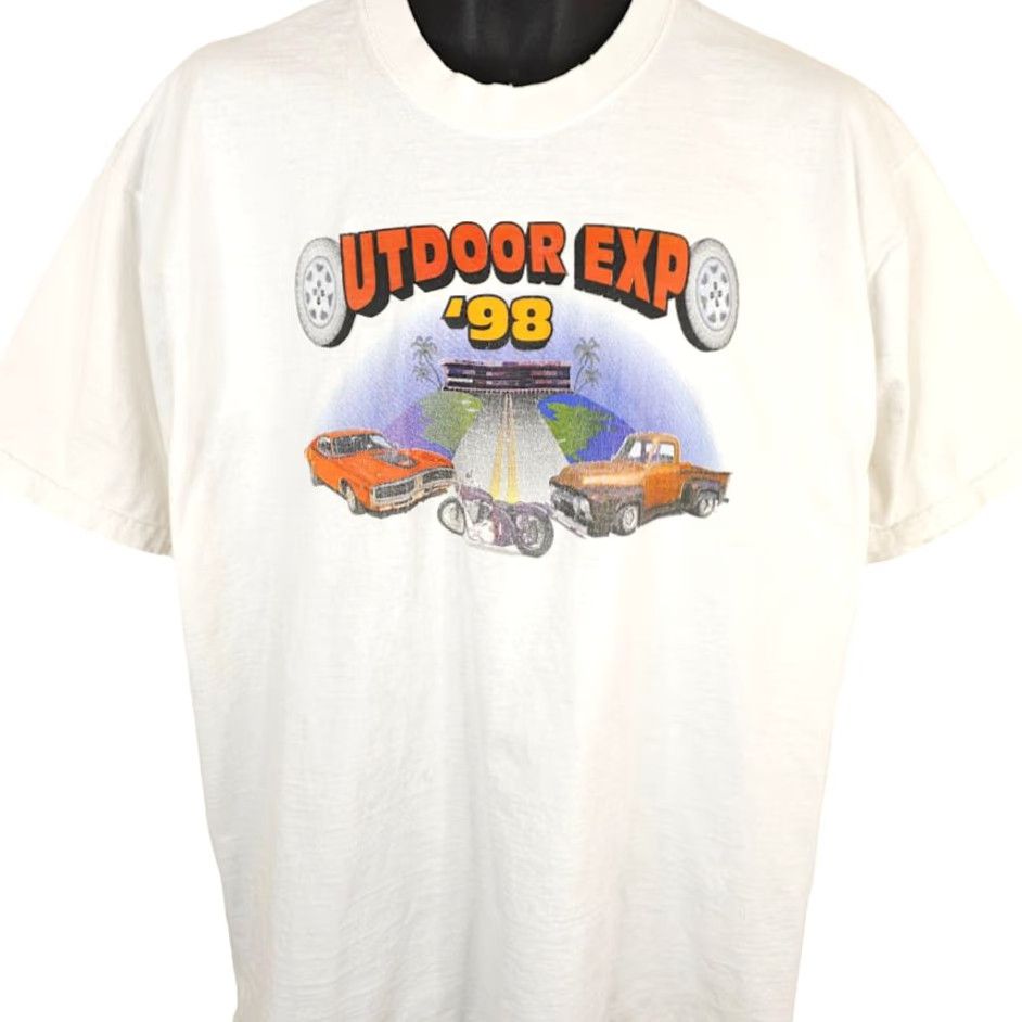 Fruit Of The Loom VINTAGE Car Show T Shirt Mens XL White 90s Outdoor Expo NHRA Miller USA Size US XL / EU 56 / 4 - 2 Thumbnail