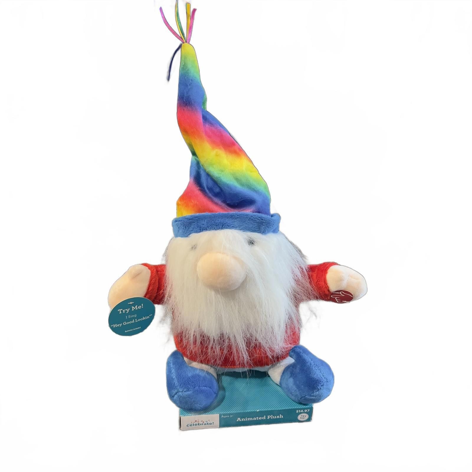 Unknown London Animated Plush Gnome with Rainbow Hat Size ONE SIZE - 1 Thumbnail