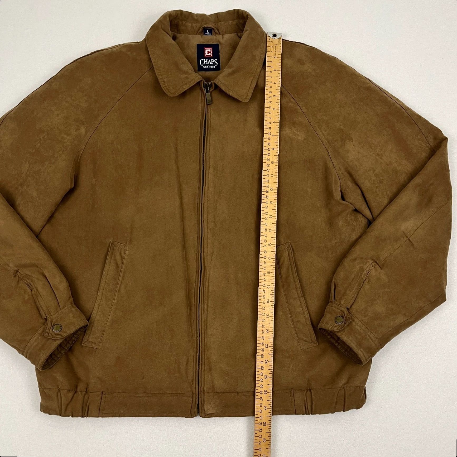 Chaps Chaps Jacket Mens L Brown Faux Suede Quilt Lined Grandpa Classic Bomber Full Zip Jacket Size US L / EU 52-54 / 3 - 4 Thumbnail