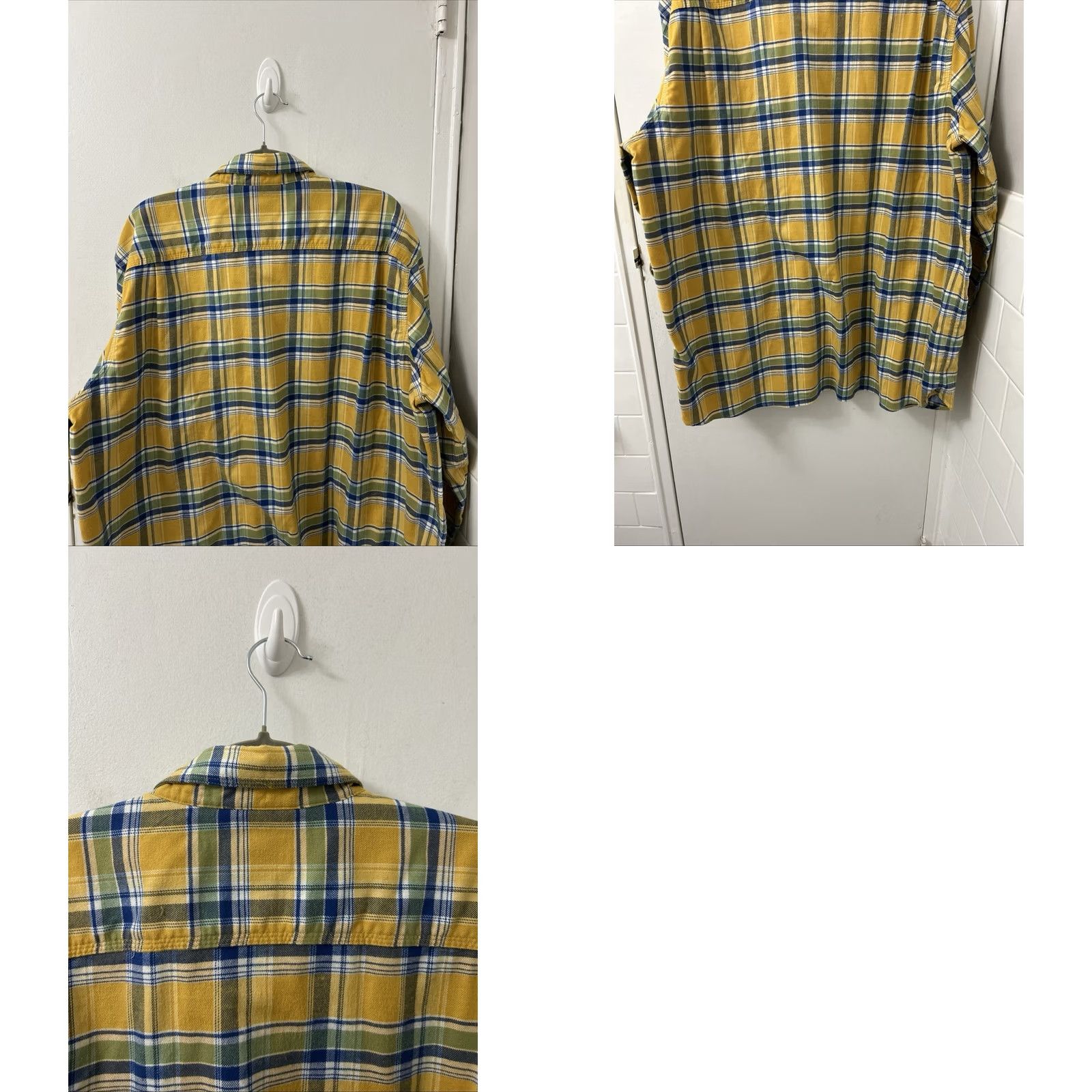 Vintage L.L. Bean Flannel Shirt Mens XL Yellow Plaid Button-Up Classic Fit Long Sleeve L/S Pockets Size US XL / EU 56 / 4 - 8 Thumbnail