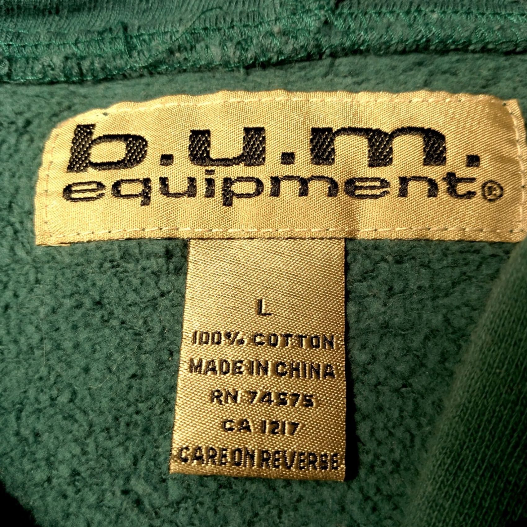 Vintage VINTAGE B.U.M. Equipment Sweatshirt Hoodie Green Large Pullover Embroidered Crest 90s Mens Regular Button Size US L / EU 52-54 / 3 - 5 Thumbnail