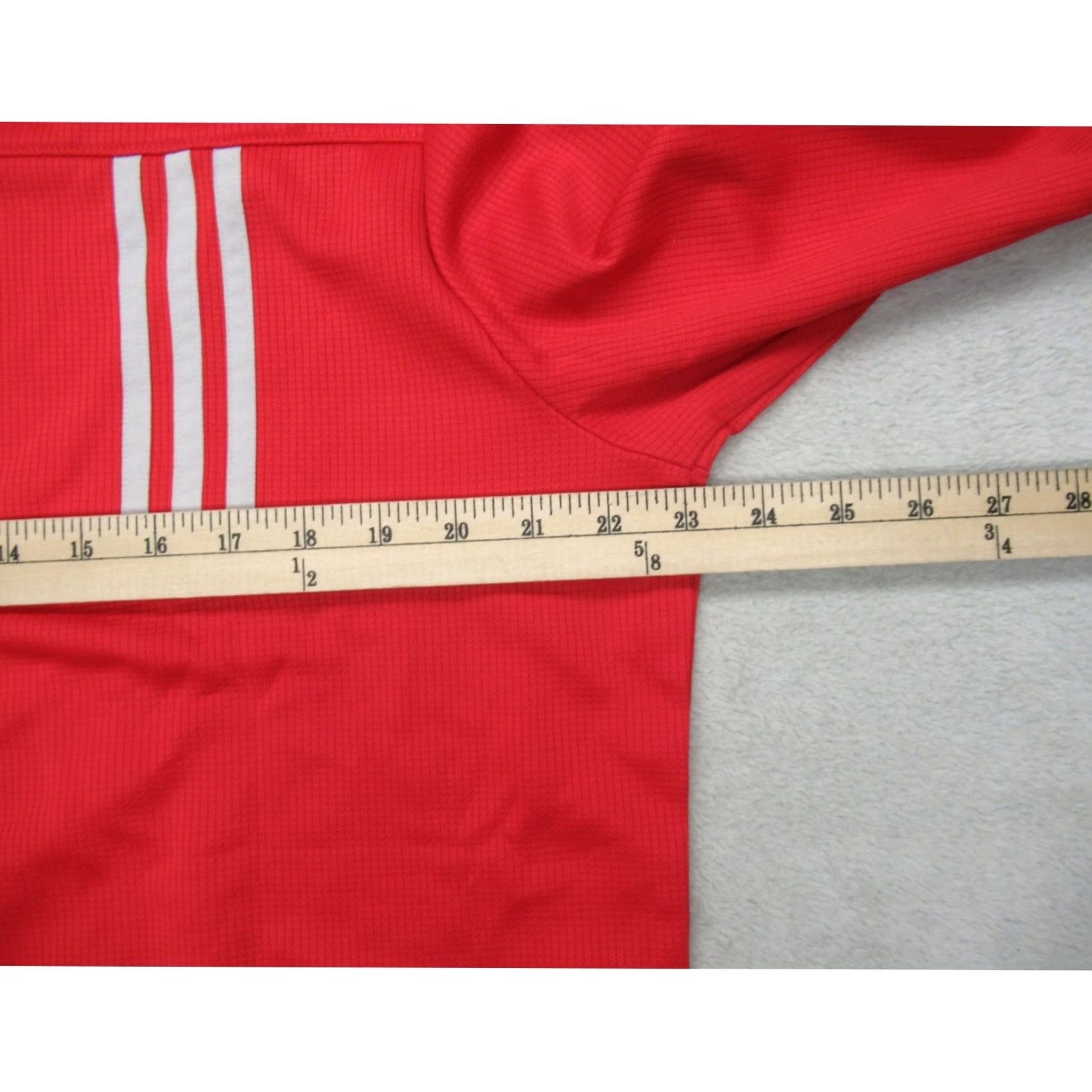 Adidas Adidas Sweatshirt Mens Large Red 3-Stripes Quarter-Zip Pullover Knit Solid Long Sleeve Sports Lightweight Moisuture Wicking Training Gym Running 4 Zip Size US L / EU 52-54 / 3 - 7 Thumbnail
