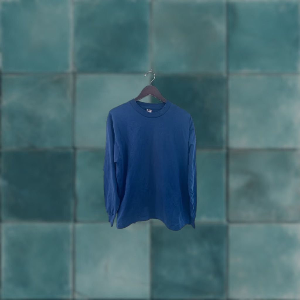 Fruit Of The Loom VINTAGE Fruit of the Loom Long Sleeve Shirt Mens XL NWOT USA Made Blue 50/50 90s 80s NOS Cotton Blend Athletic Crew Neck Shirt Mens Size US XL / EU 56 / 4 - 1 Thumbnail