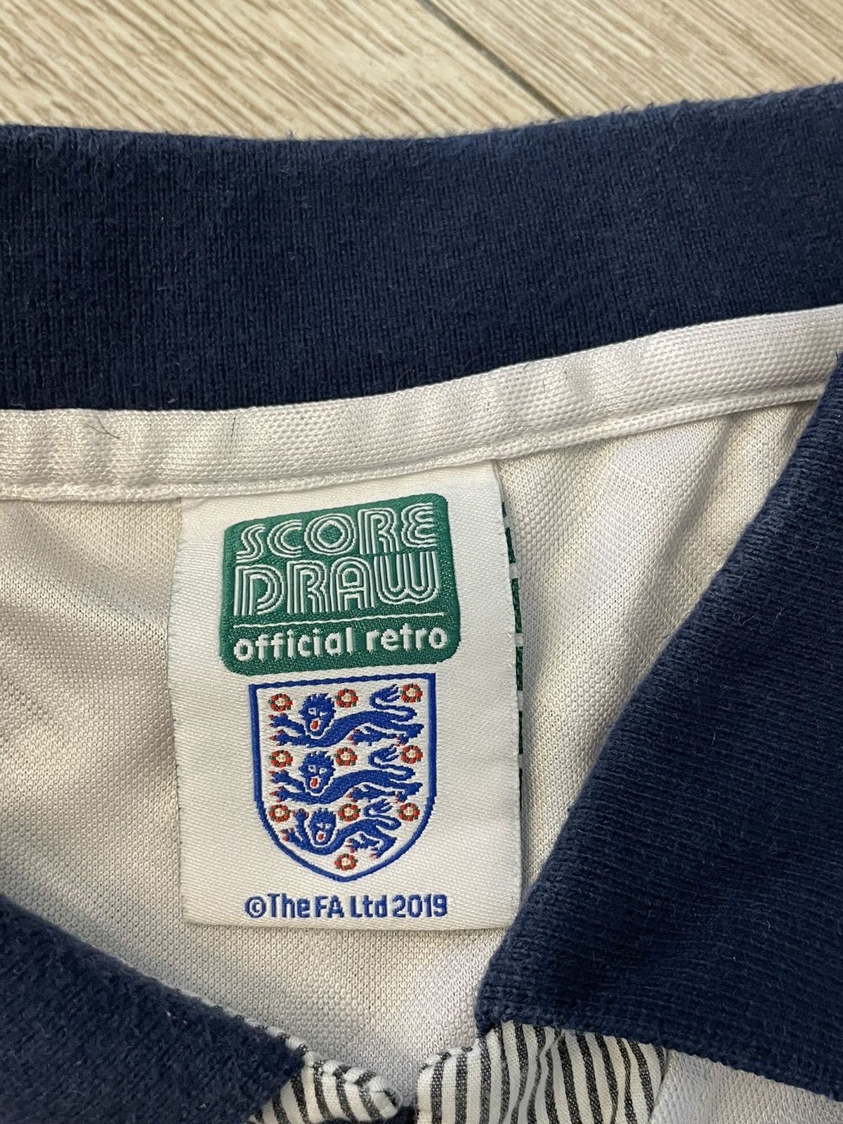 Vintage Score Draw England 1990 Away Jersey White football Shirt Size US L / EU 52-54 / 3 - 6 Thumbnail