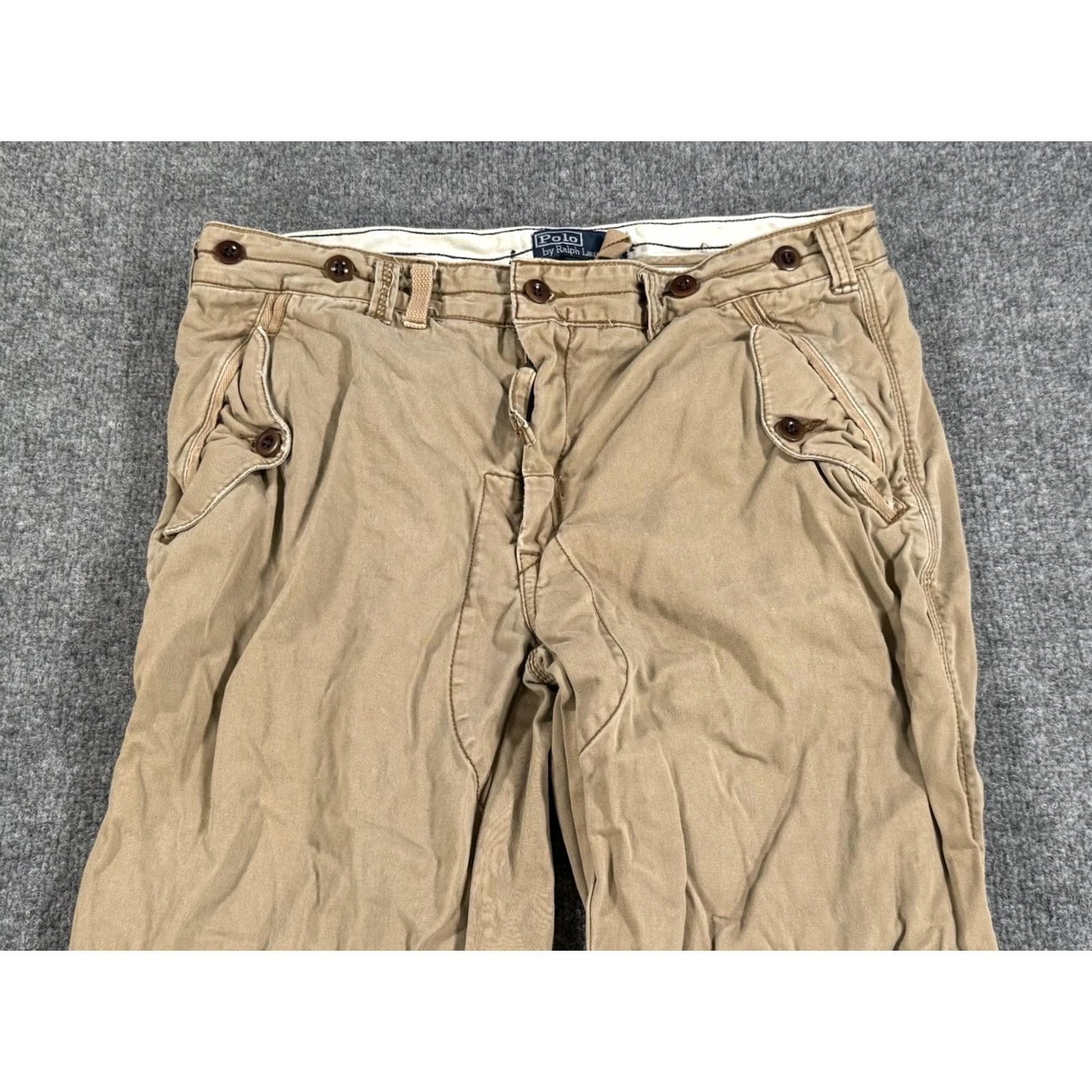 Polo Ralph Lauren Polo Ralph Lauren Pants Mens 36x30 Chino Cotton Canvas Utility Military Double Knee Paratrooper Beige 90s Army USA Mens Size US M / EU 48-50 / 2 - 3 Thumbnail