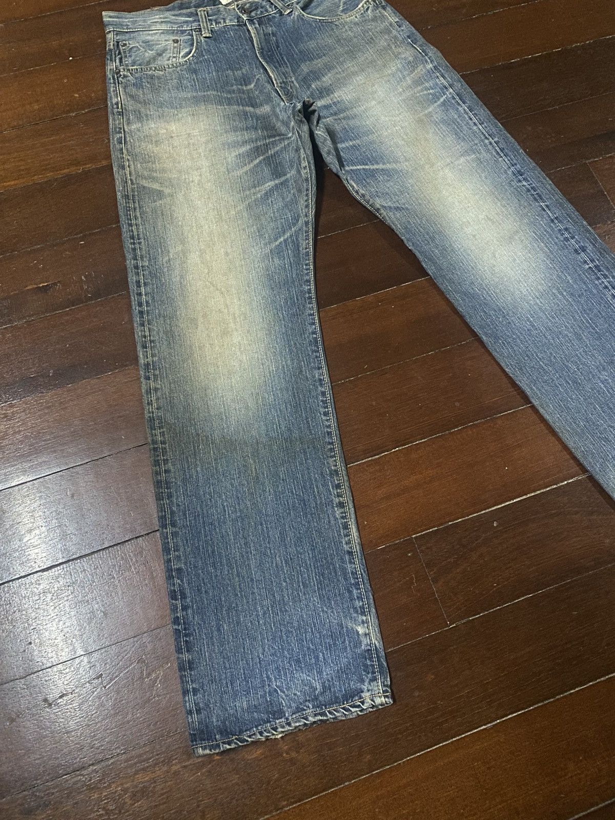 Edwin VINTAGE EDWIN 505z BAGGY SELVEDGE DENIM JEANS slubby faded Size US 37 - 3 Thumbnail